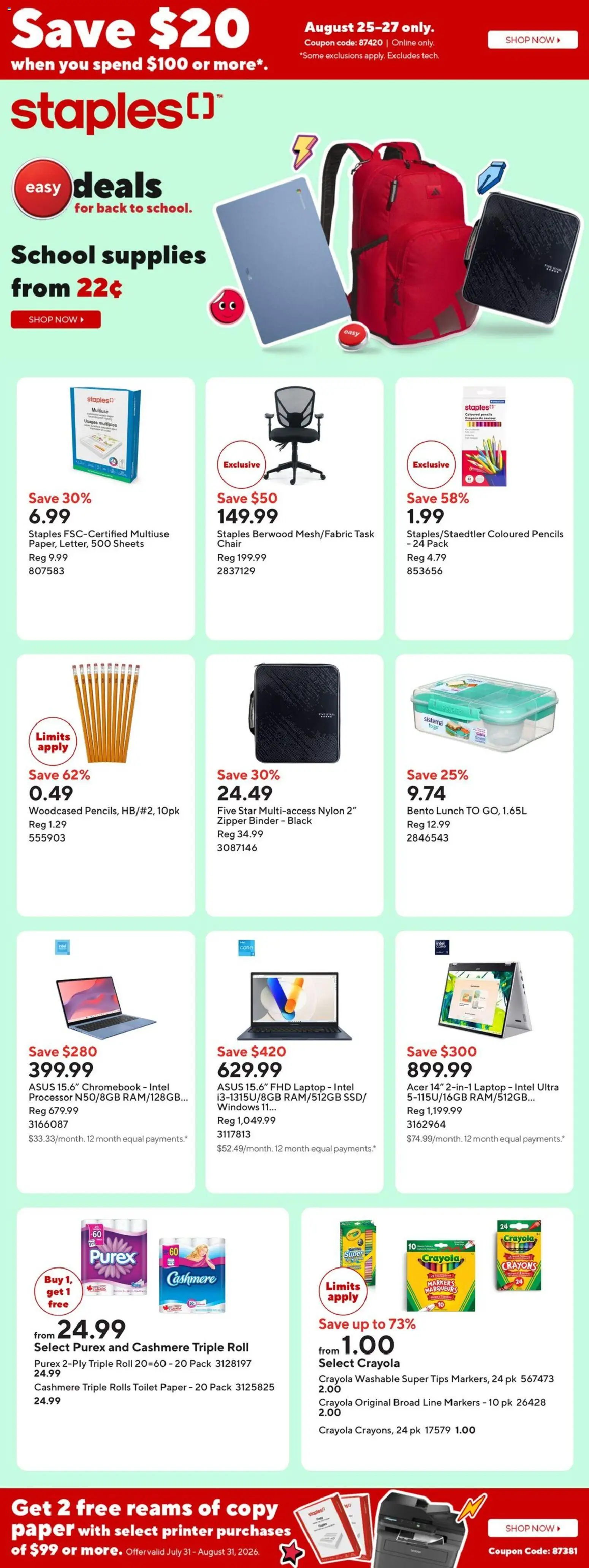 Preview of leaflet Staples weekly flyer / circulaire from shop Staples is valid from Aug 21, 2026