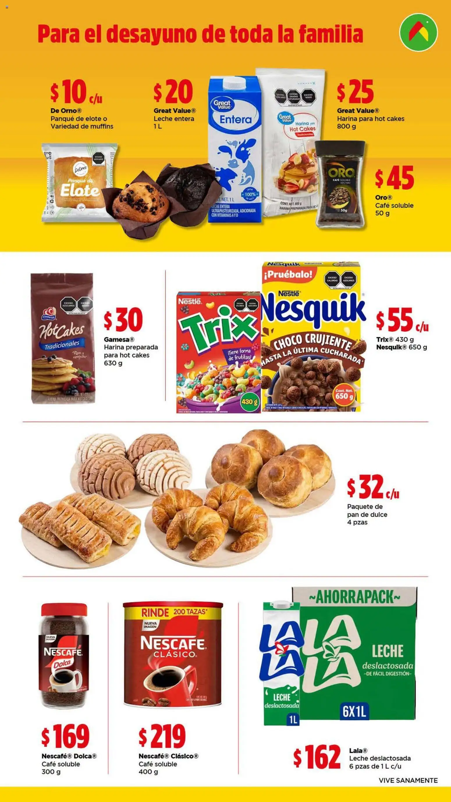 Vista previa las ofertas de la tienda Bodega Aurrerá - Bodega Aurrerá Los esenciales para tu familia con precios que no se tocan desde el 21/09/2026 - Café, Pan, Dulce, Leche, Harina, Muffins, Café soluble, Leche entera