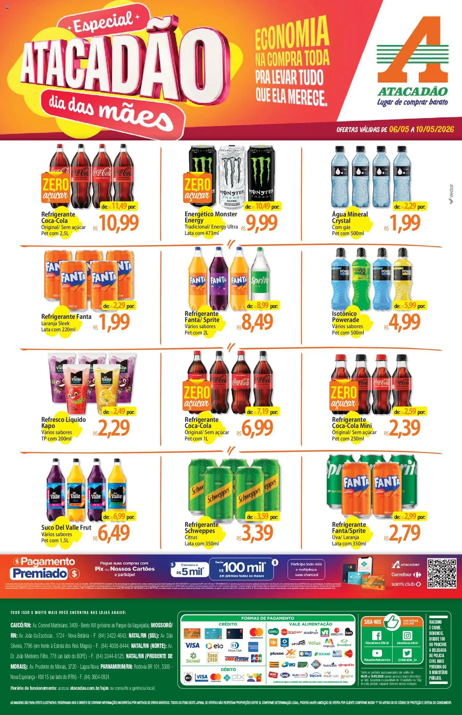 Pré-Visualização do folheto "Atacadão ofertas - RN" da loja Atacadão válido a partir de 06/05/2026 - Monster, Refrigerante, Energético, Cola, Isotônico, Água mineral, Fanta, Refresco