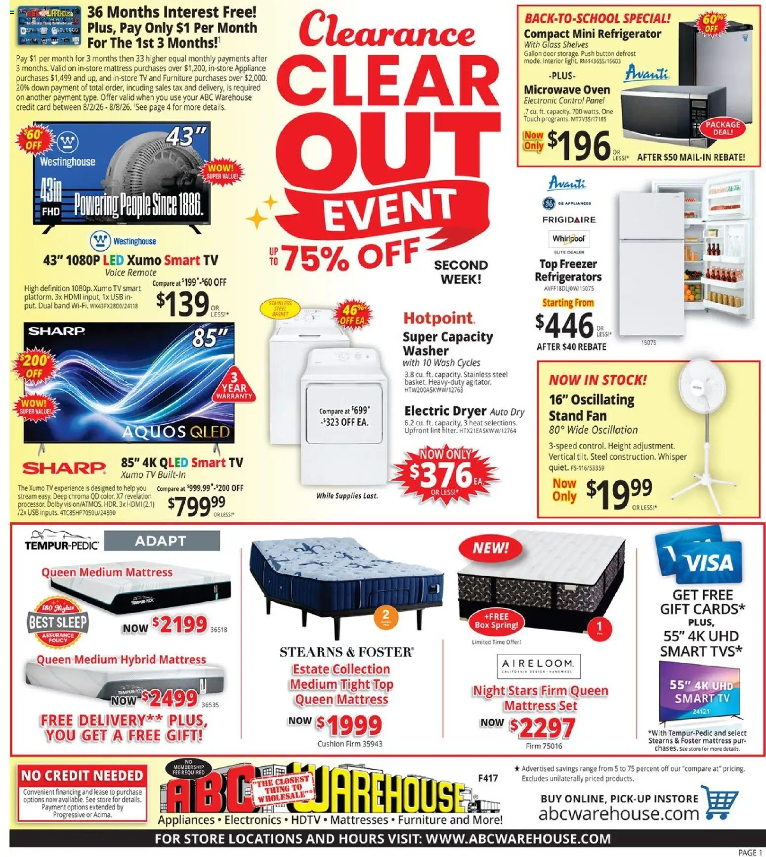 Ad Preview of ABC Warehouse ABC Warehouse Weekly Ad from 08/02/2026