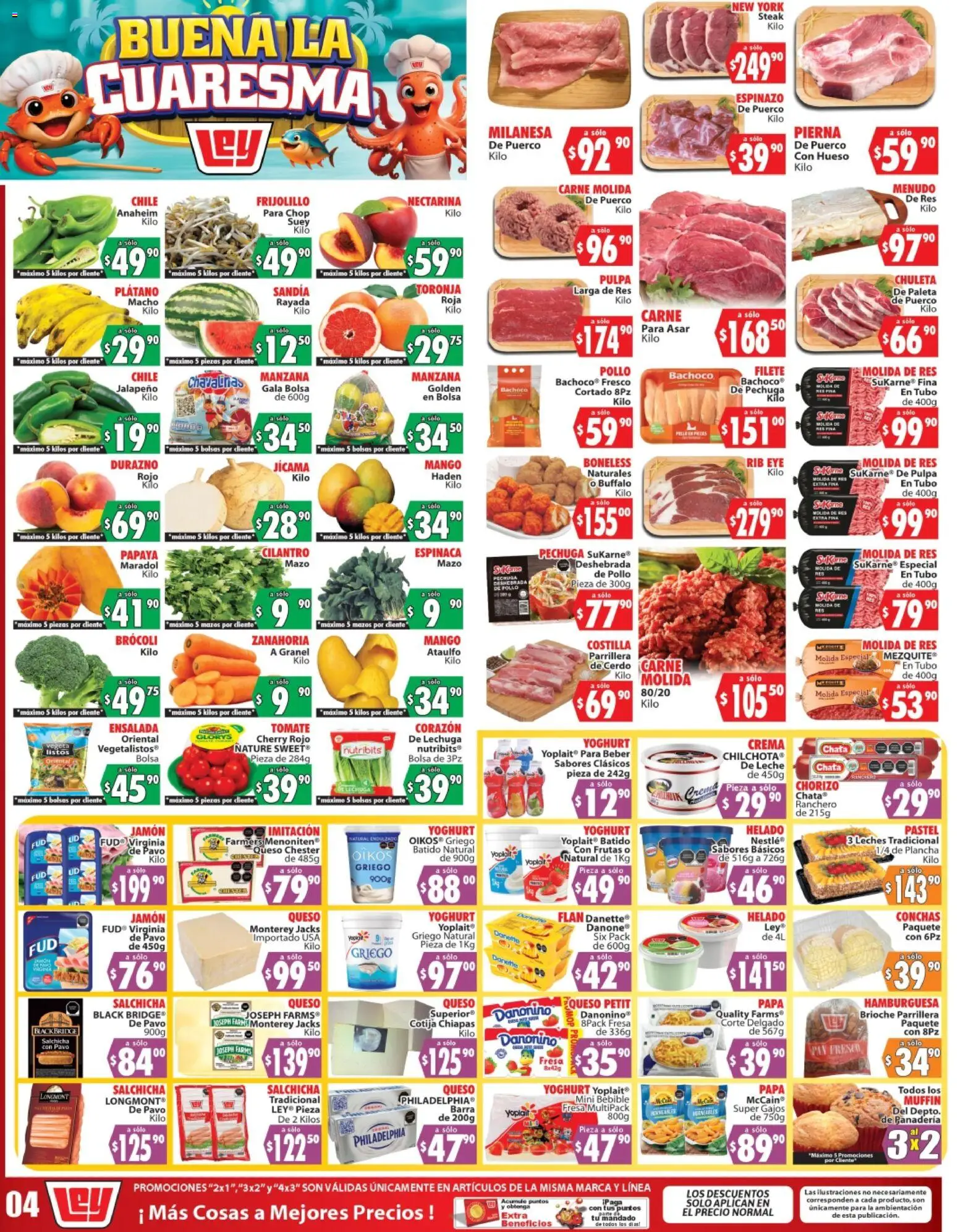 Vista previa las ofertas de la tienda Casa Ley - Casa Ley folleto Autoservicio desde el 14/03/2026 - Tomate, Sandía, Carne, Zanahoria, Paleta, Plancha, Toronja, Steak