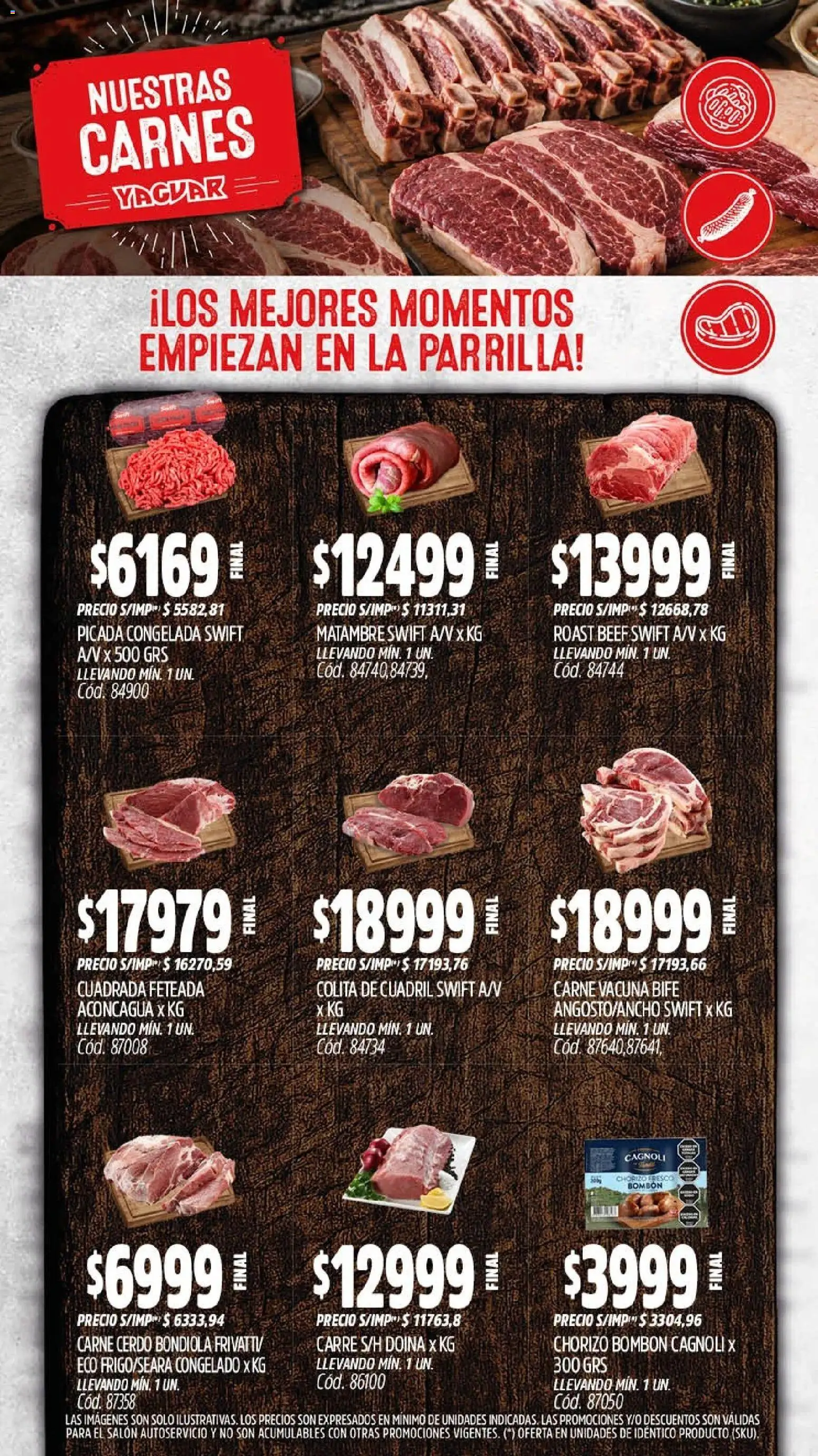 Vista previa del folleto de la tienda Yaguar válido desde el 03/08/2026 - Parrilla, Carne, Cerdo, Chorizo, Bife, Cuadril