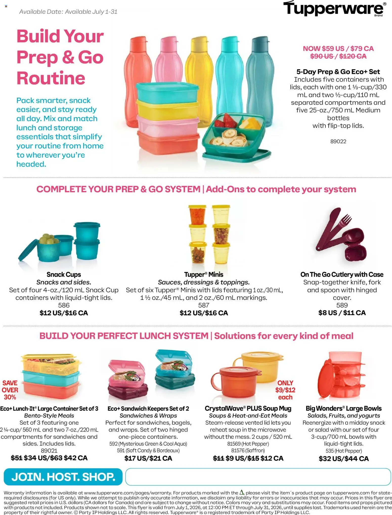 Preview of leaflet Tupperware weekly flyer from shop Tupperware is valid from Jul 01, 2026 - Food, Lids, Salad, Soups, Snacks, Pepper, Case