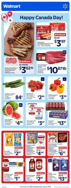 Un aperçu du dépliant Walmart weekly flyer du magasin Walmart est valide à partir 25 juin 2026