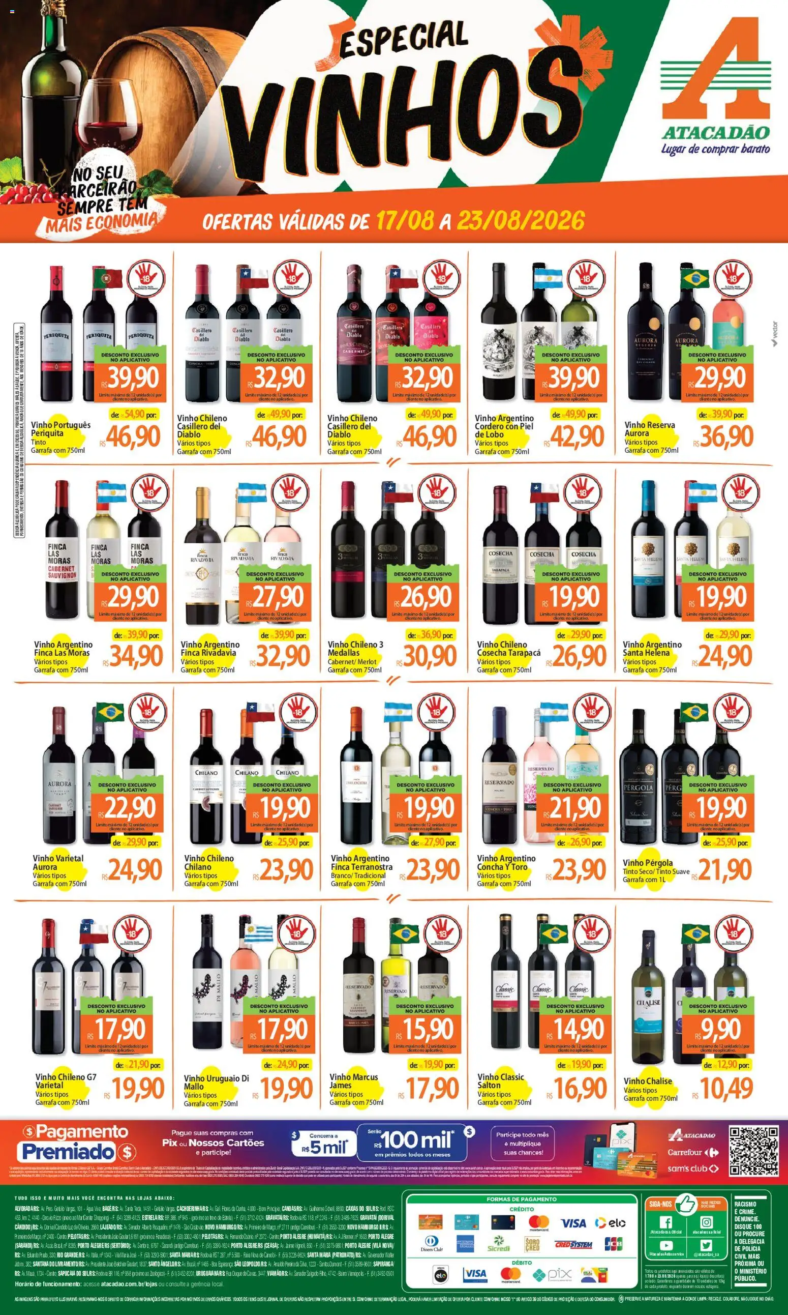 Pré-Visualização do folheto "Atacadão ofertas - RS" da loja Atacadão válido a partir de 17/08/2026 - Água, Vinho, Bebida