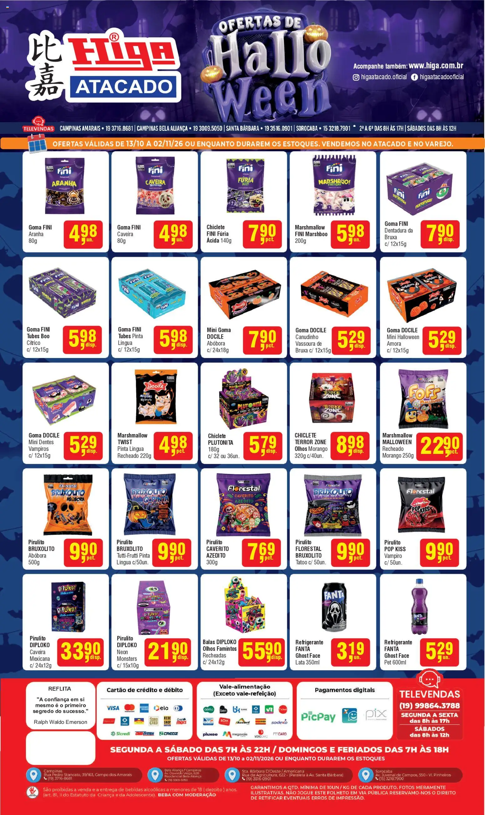 Pré-Visualização do folheto "Higa Atacado ofertas Halloween" da loja Higa Atacado válido a partir de 13/10/2026