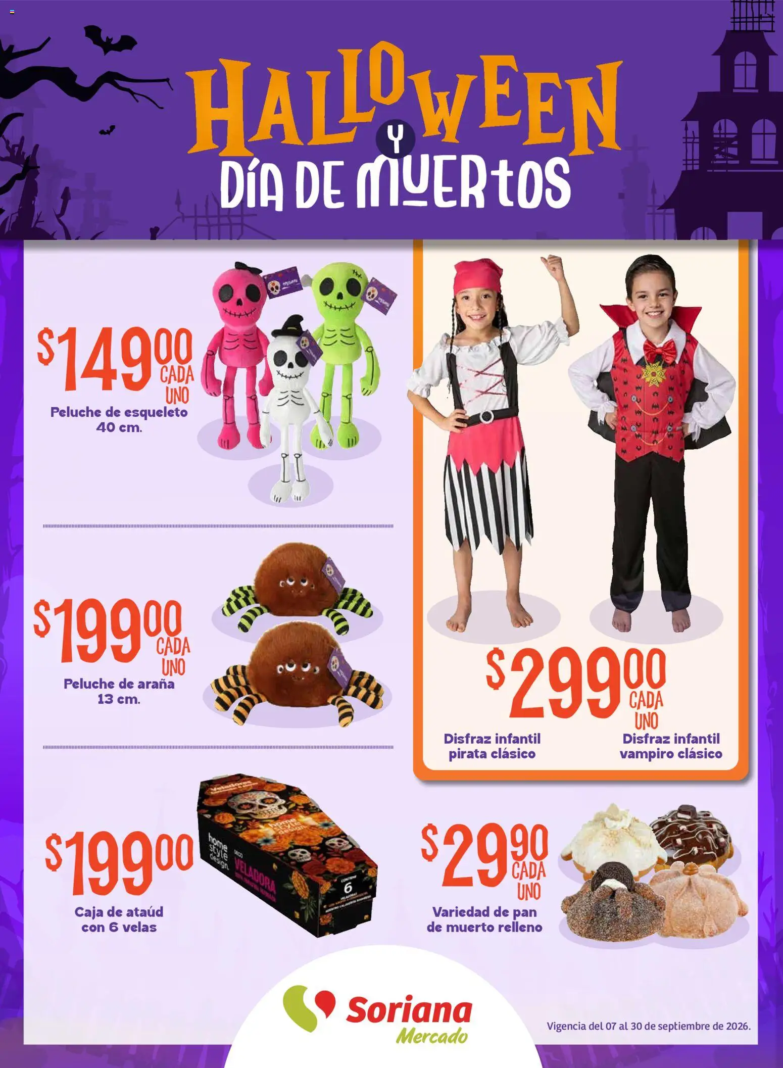 Vista previa las ofertas de la tienda Soriana - Soriana Halloween y Día de muertos Mercado Nacional desde el 08/09/2026 
