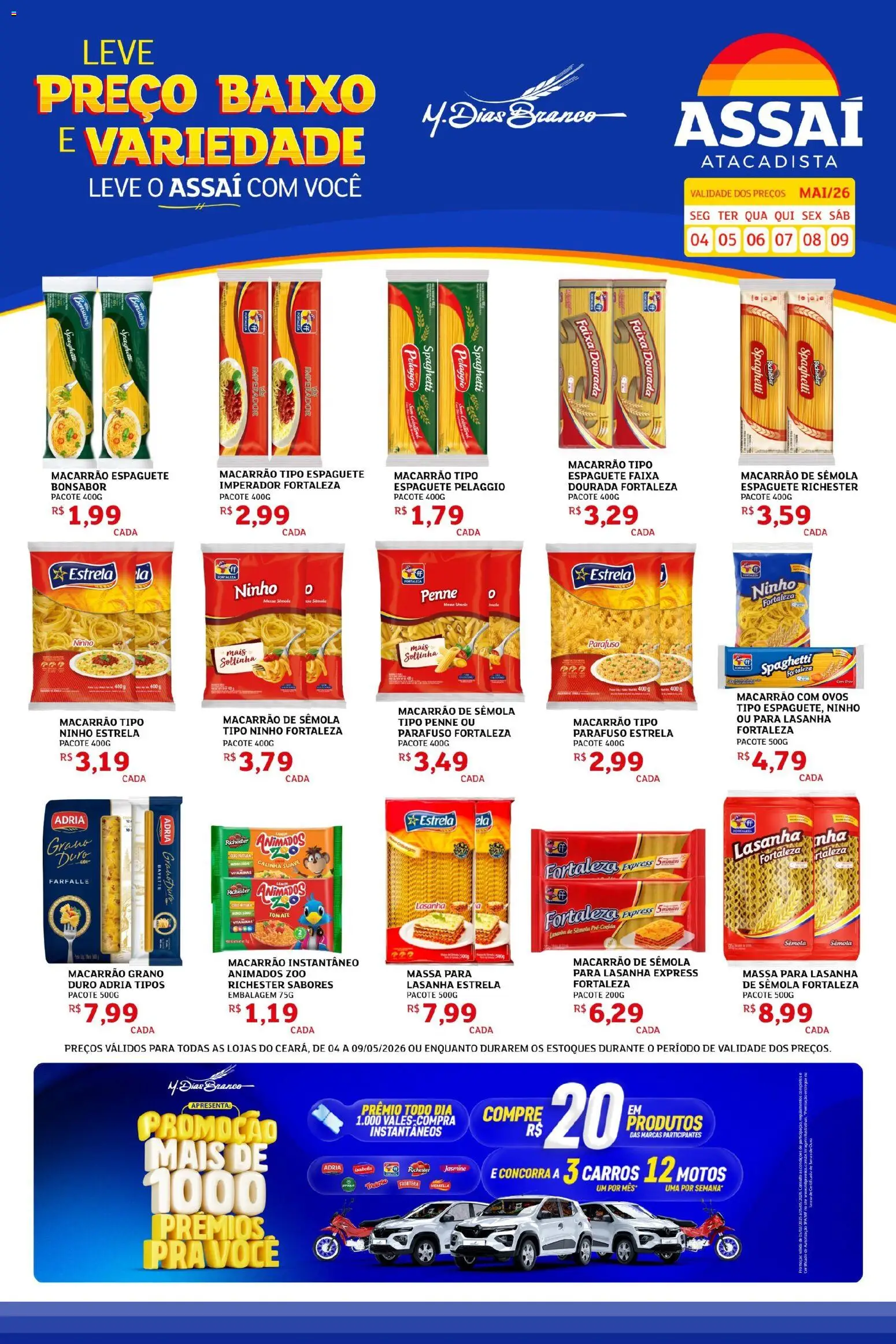 Pré-Visualização do folheto "Assaí Atacadista ofertas - CE" da loja Assaí Atacadista válido a partir de 04/05/2026 - Macarrão, Ovos, Tomate, Massa, Baixo, Espaguete, Macarrão instantâneo, Macarrão de sêmola