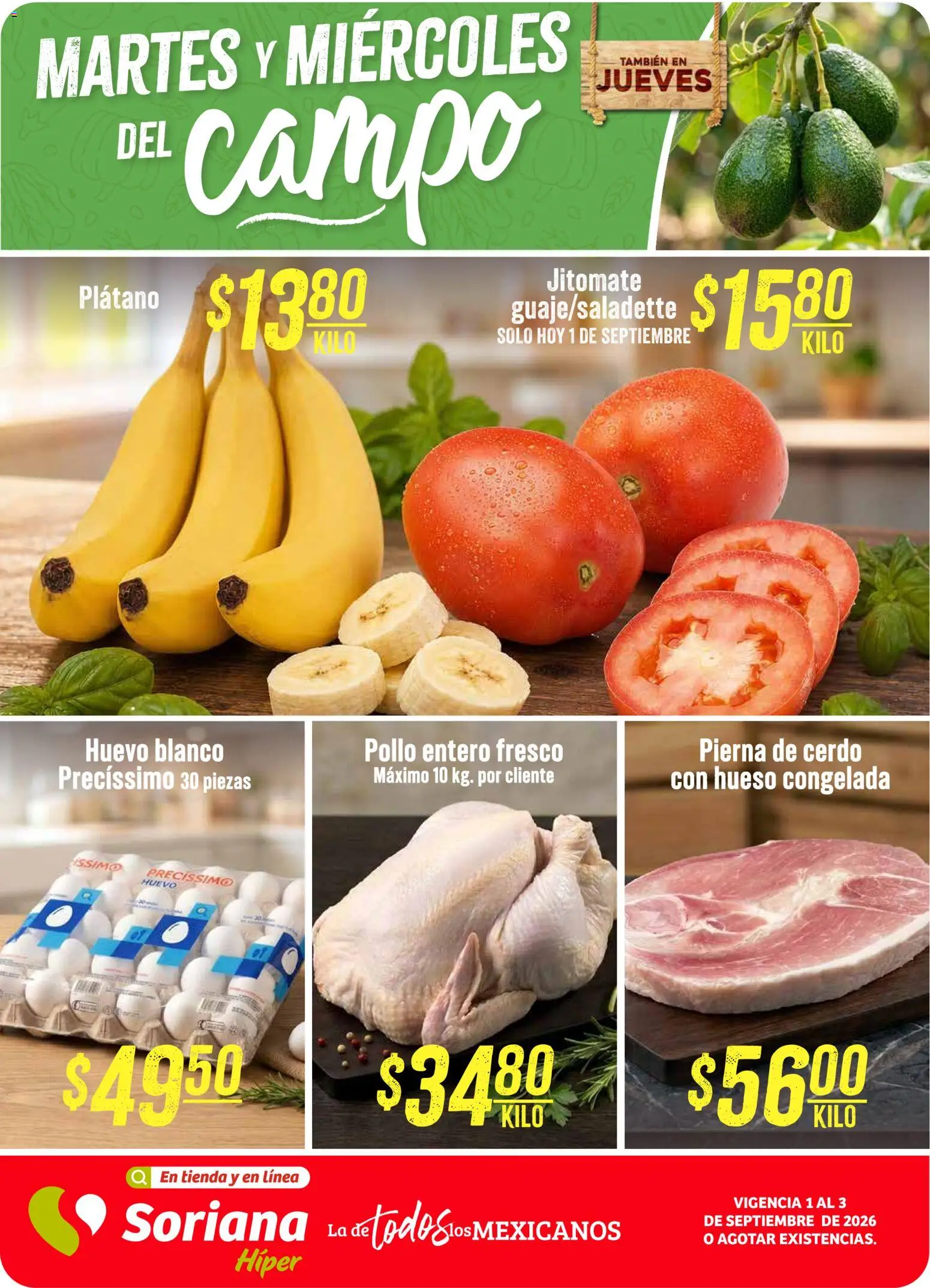 Vista previa las ofertas de la tienda Soriana - Soriana Martes y Miércoles del Campo Híper desde el 01/09/2026 