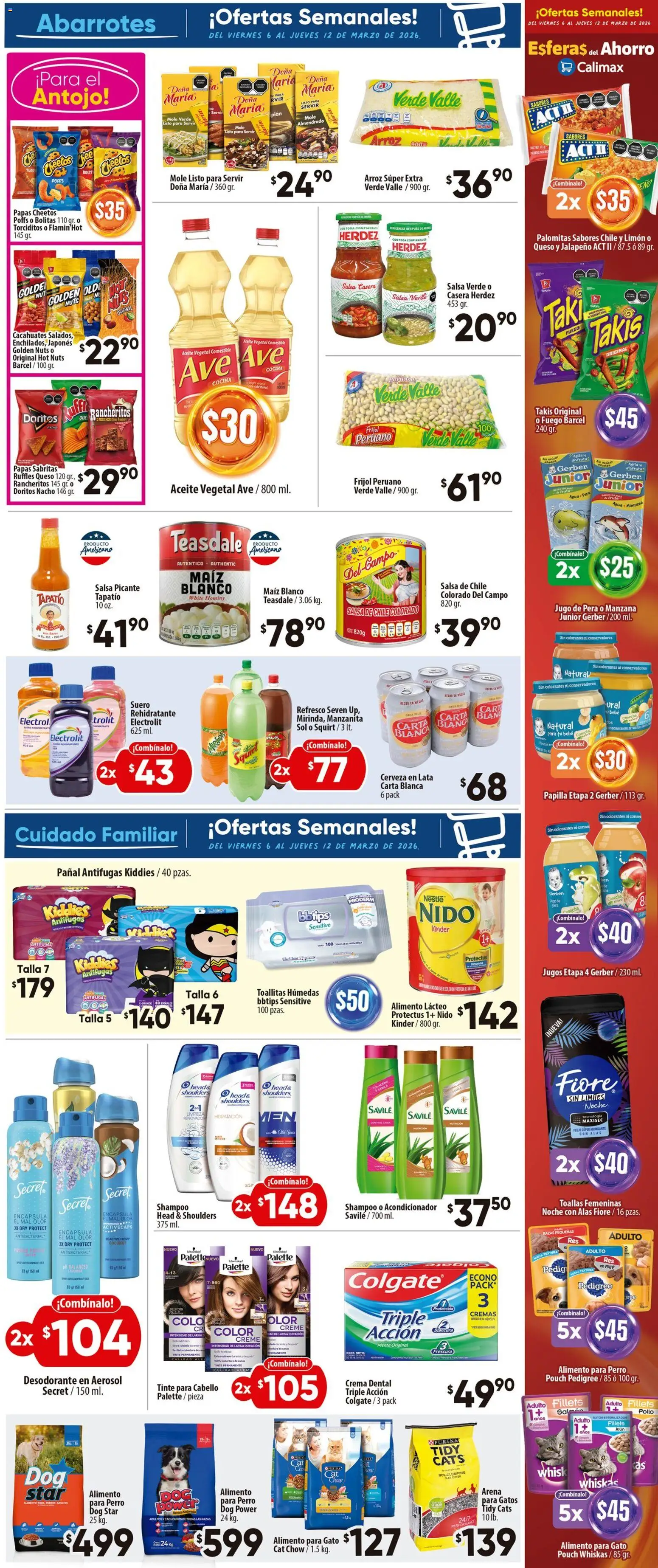 Vista previa las ofertas de la tienda Calimax - Calimax folleto Tijuana desde el 06/03/2026 - Fruta, Manzana, Queso, Arroz, Crema, Arena para gatos, Acondicionador, Head & Shoulders