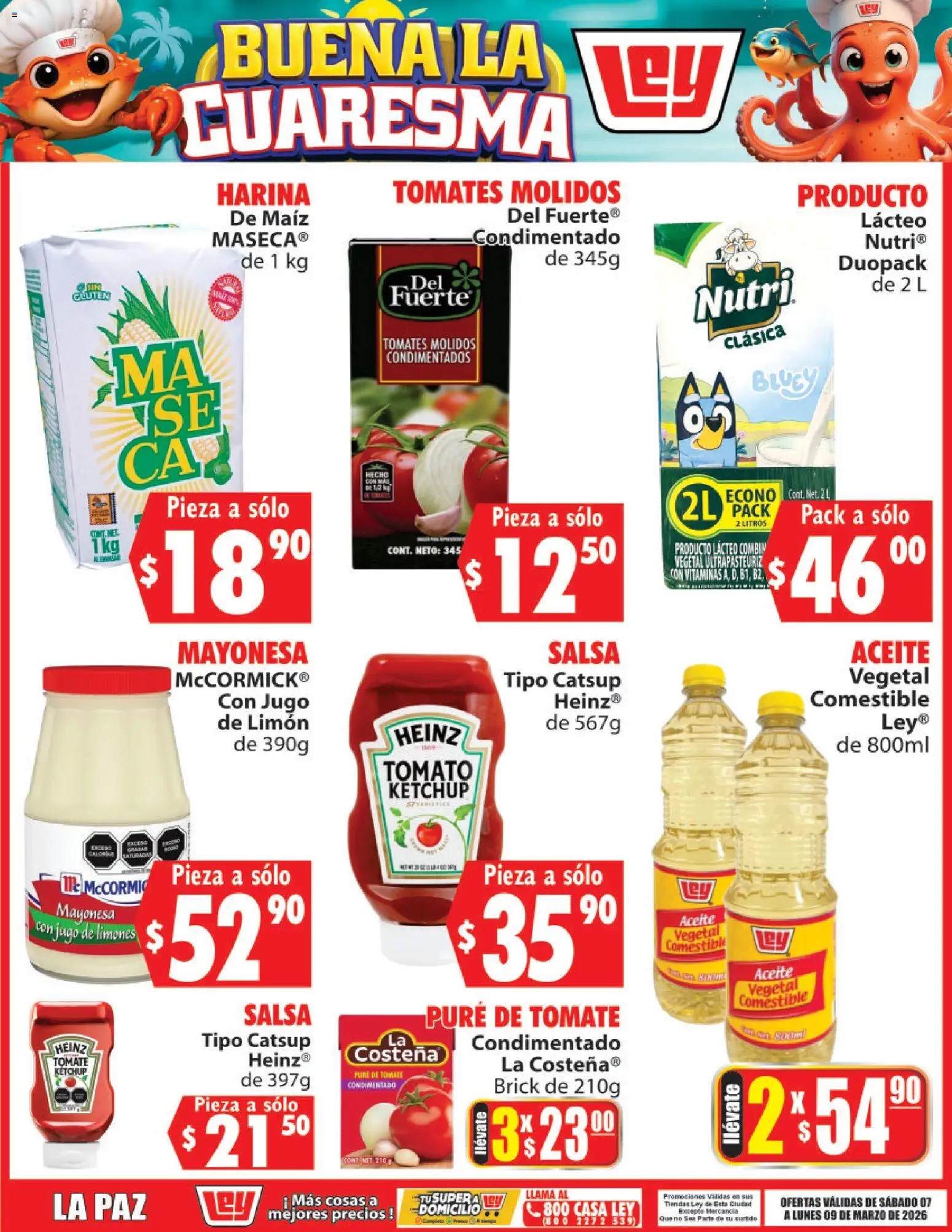 Vista previa las ofertas de la tienda Casa Ley - Casa Ley folleto Buena la Cuaresma desde el 07/03/2026 - Maíz, Limón, Limones, Catsup, Aceite, Mayonesa, Pure de Tomate, Kétchup