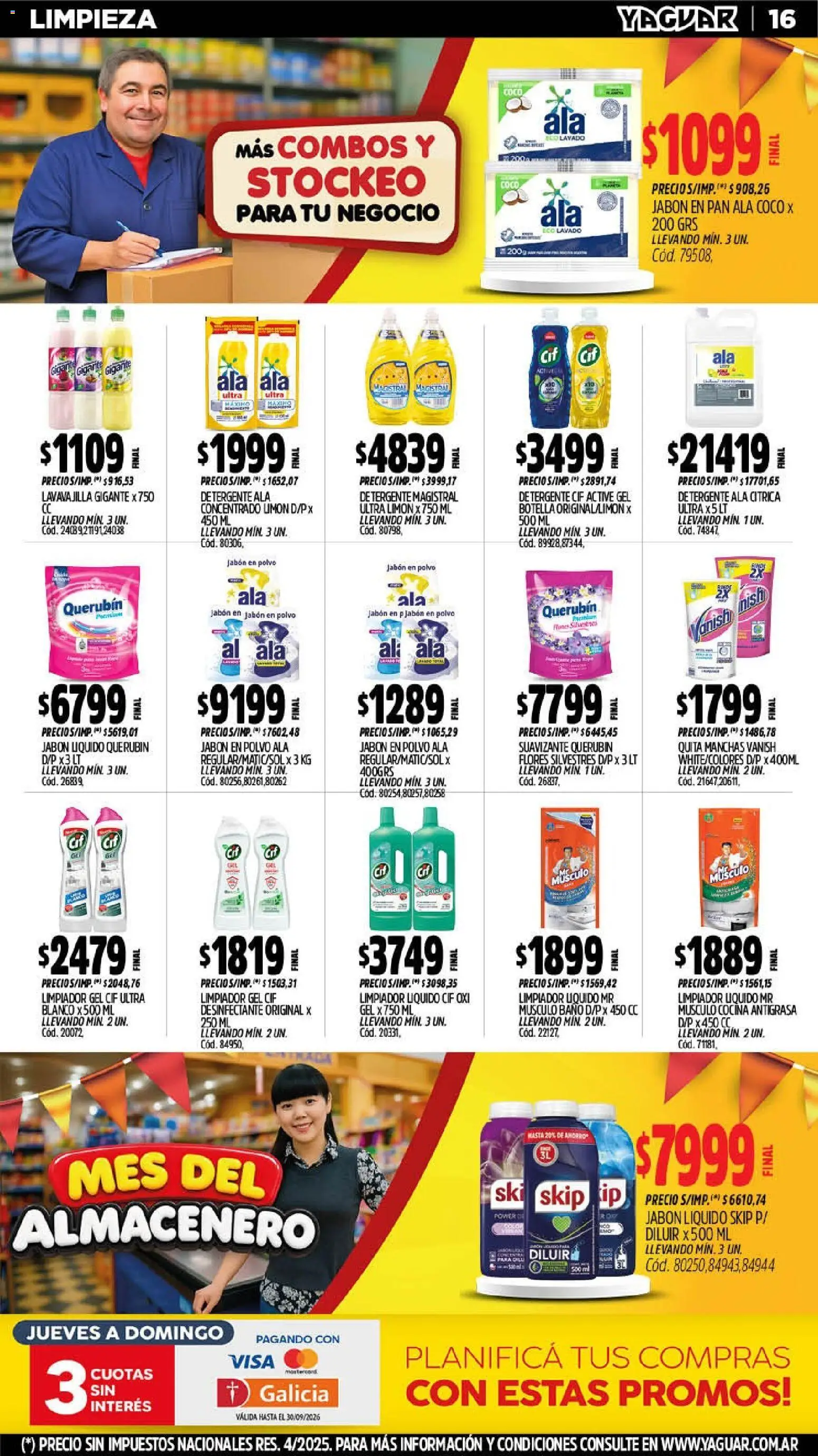 Vista previa del folleto de la tienda Yaguar válido desde el 14/09/2026 - Pan, Botella, Jabón, Jabón líquido, Detergente, Suavizante, Desinfectante, Antigrasa