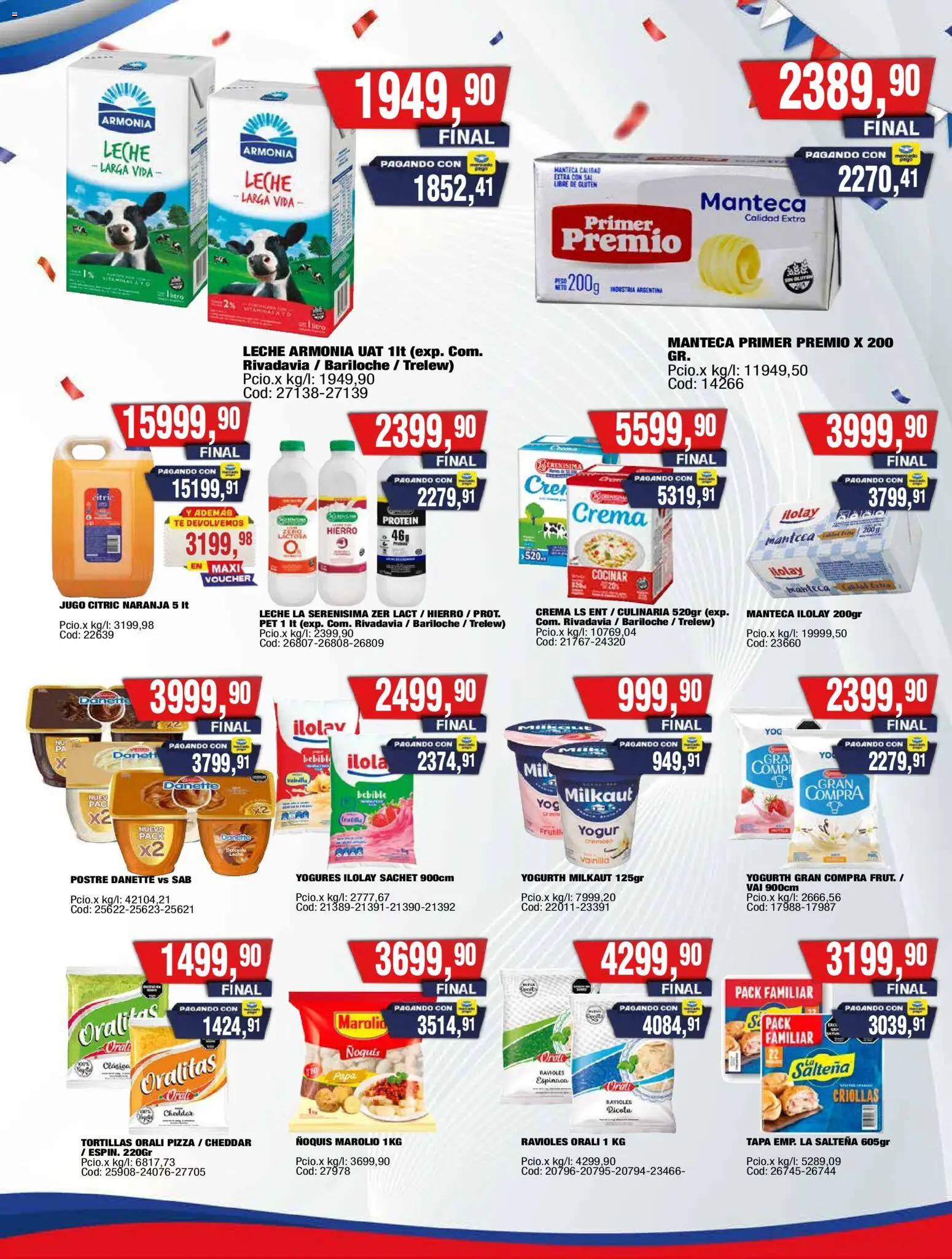 Vista previa del folleto de la tienda Maxiconsumo válido desde el 10/08/2026 - Pizza, Té, Ñoquis, Espinaca, Vainilla, Crema, Tortillas, Postre