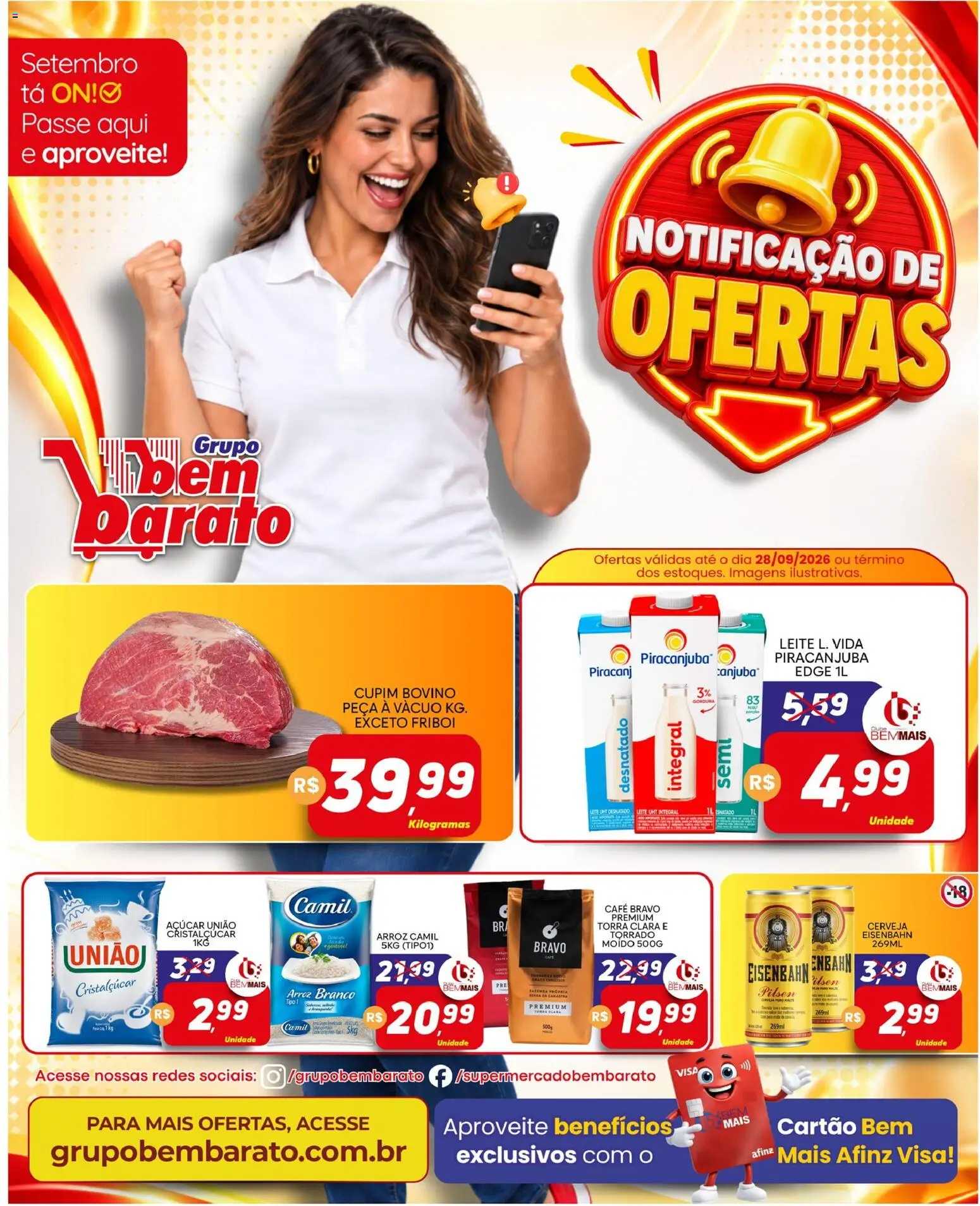 Pré-Visualização do folheto "Supermercado Bem Barato - Ofertas da semana" da loja Supermercado Bem Barato válido a partir de 22/09/2026