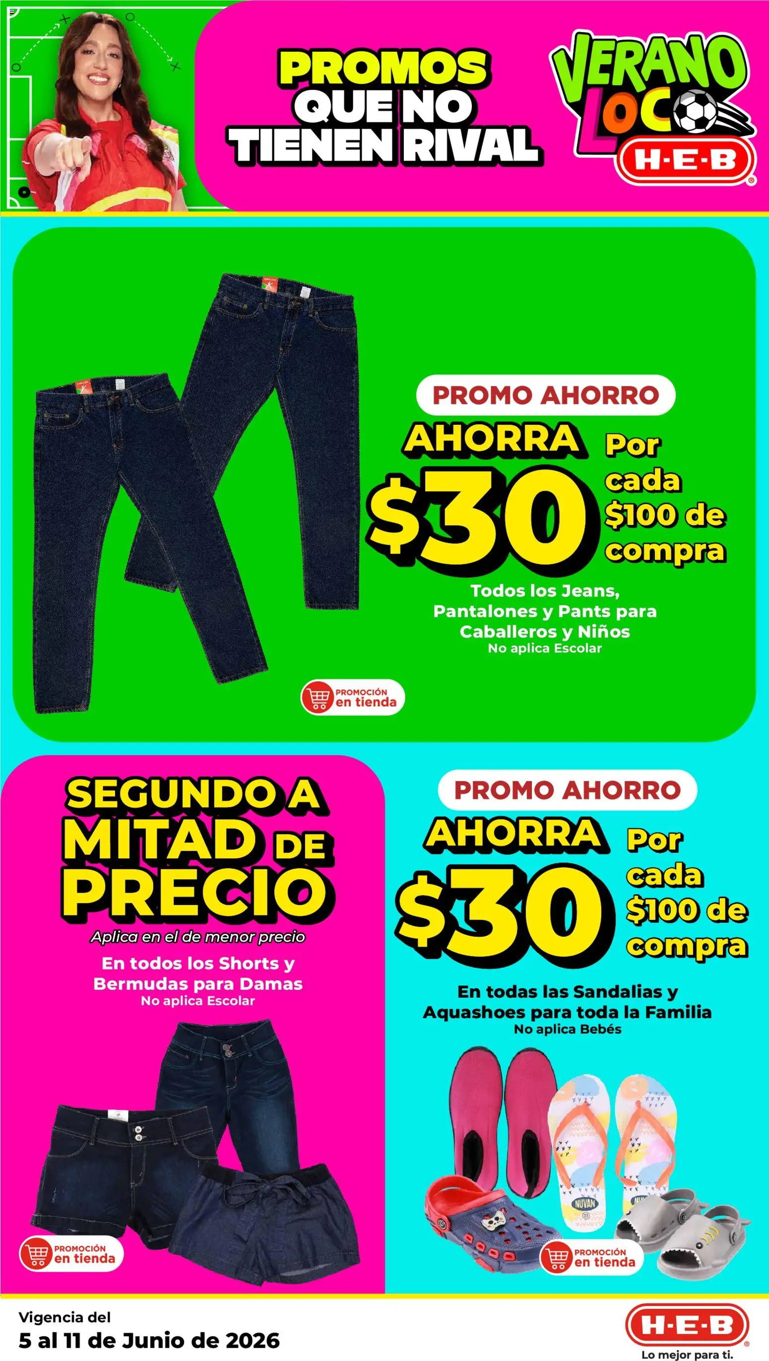 Vista previa las ofertas de la tienda H-E-B - H-E-B folleto desde el 05/06/2026 - Pantalones, Sandalias, Pants, Bermudas