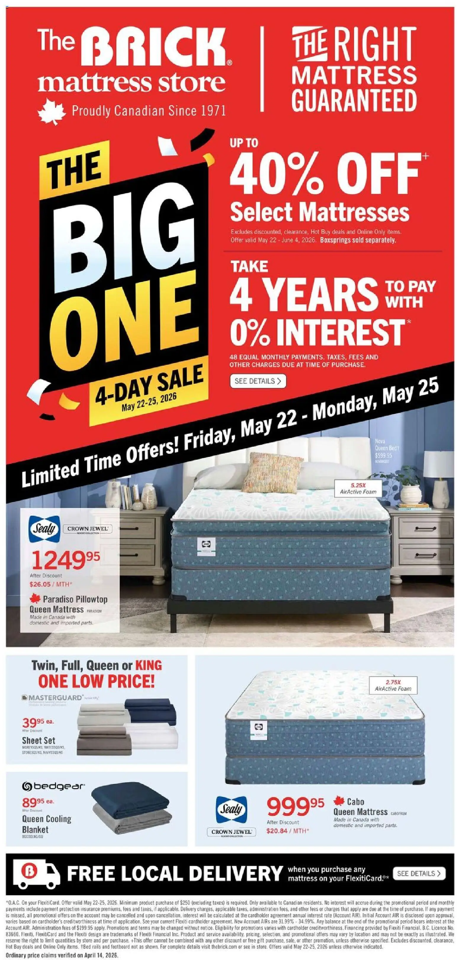 Preview of leaflet The Brick - Brick Mattress Store from shop The Brick is valid from May 22, 2026 - Mattresses, Mattress, Blanket, Foam