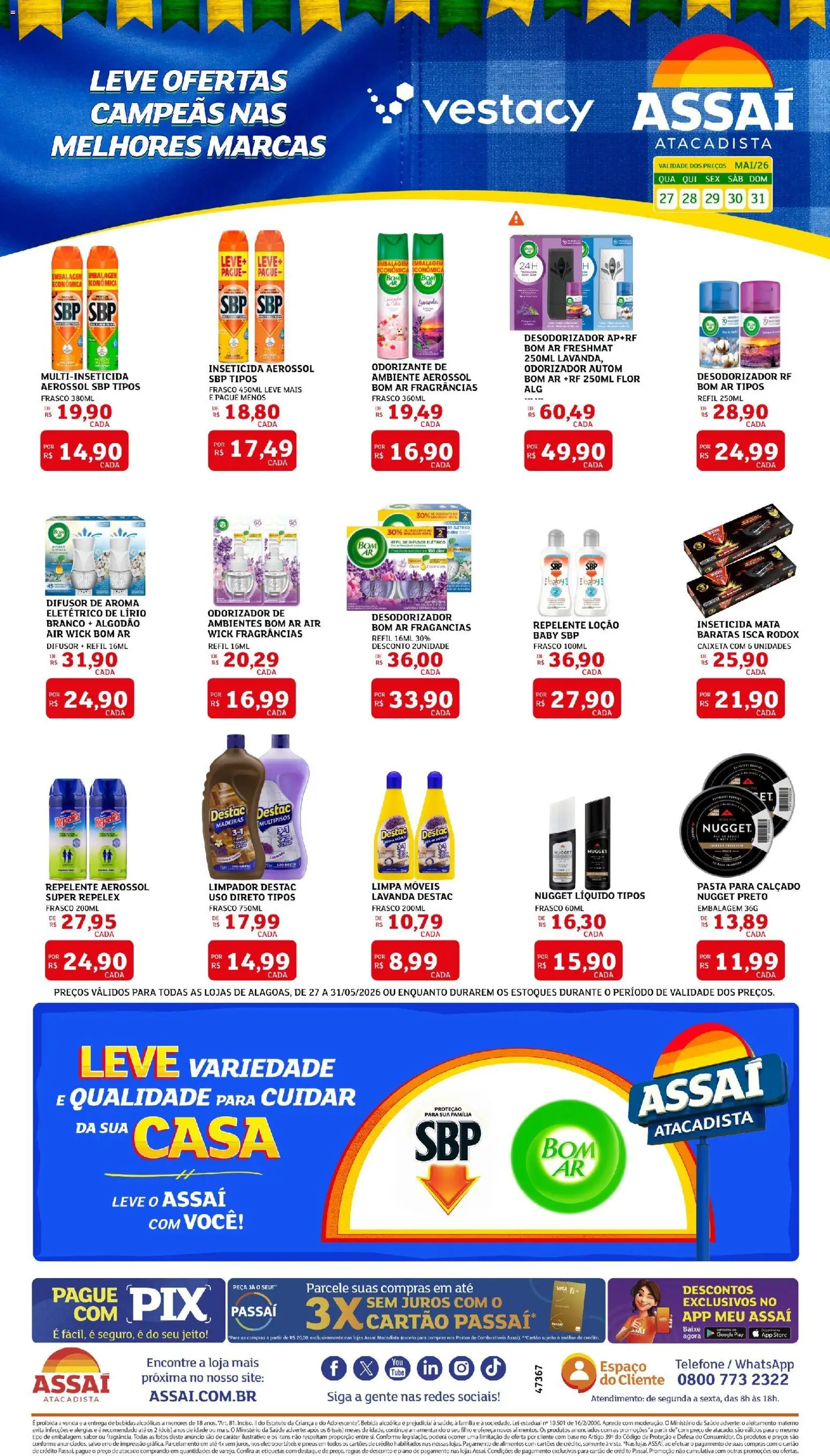 Pré-Visualização do folheto "Assaí Atacadista ofertas - AL" da loja Assaí Atacadista válido a partir de 27/05/2026 - Telefone, Base, Bebida, Difusor, Alimentos, Pasta, Madeiras, Inseticida