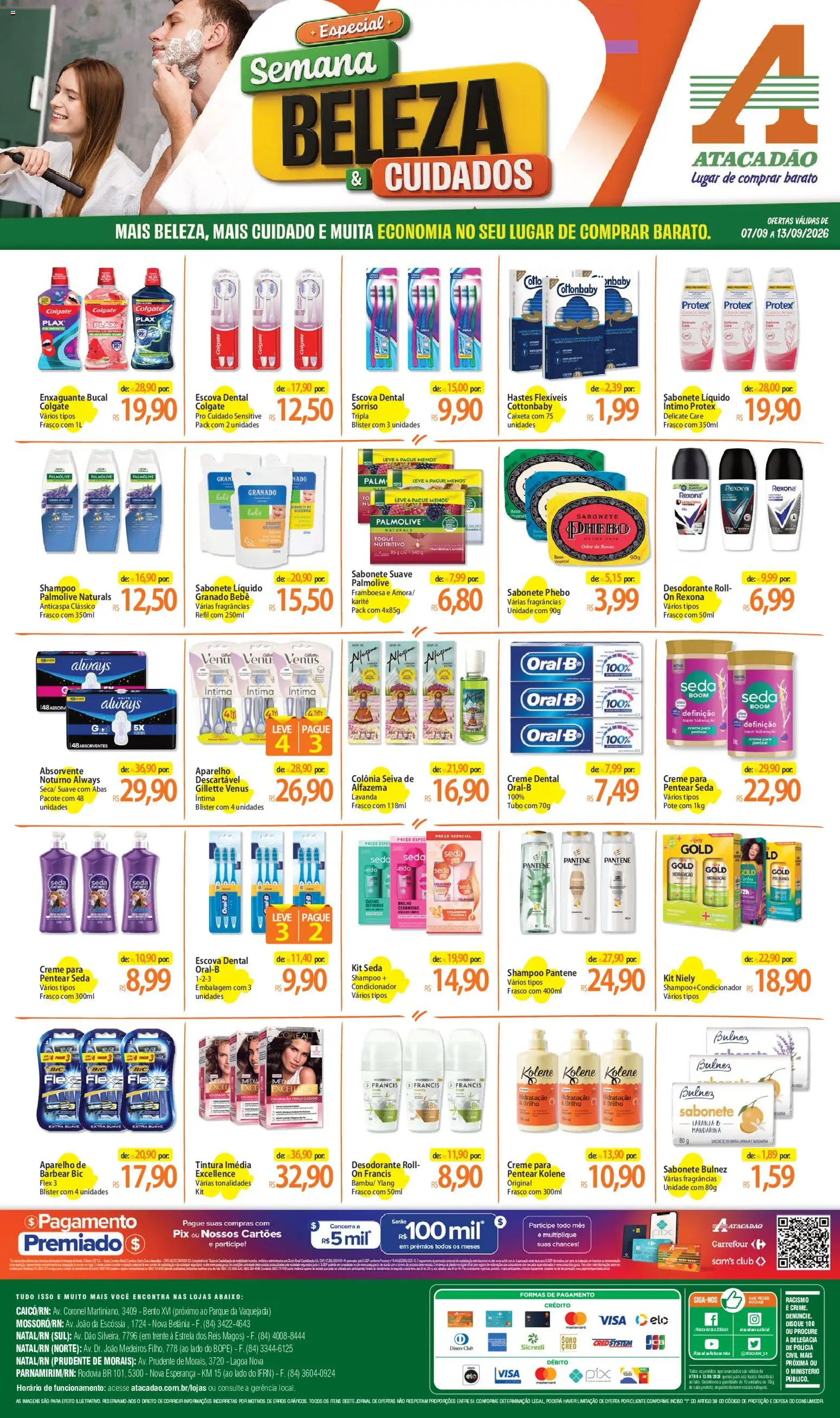 Pré-Visualização do folheto "Atacadão ofertas - RN" da loja Atacadão válido a partir de 07/09/2026 - Desodorante, Óleo, Creme, Enxaguante bucal, Rexona, Escova, Creme dental, Creme para pentear