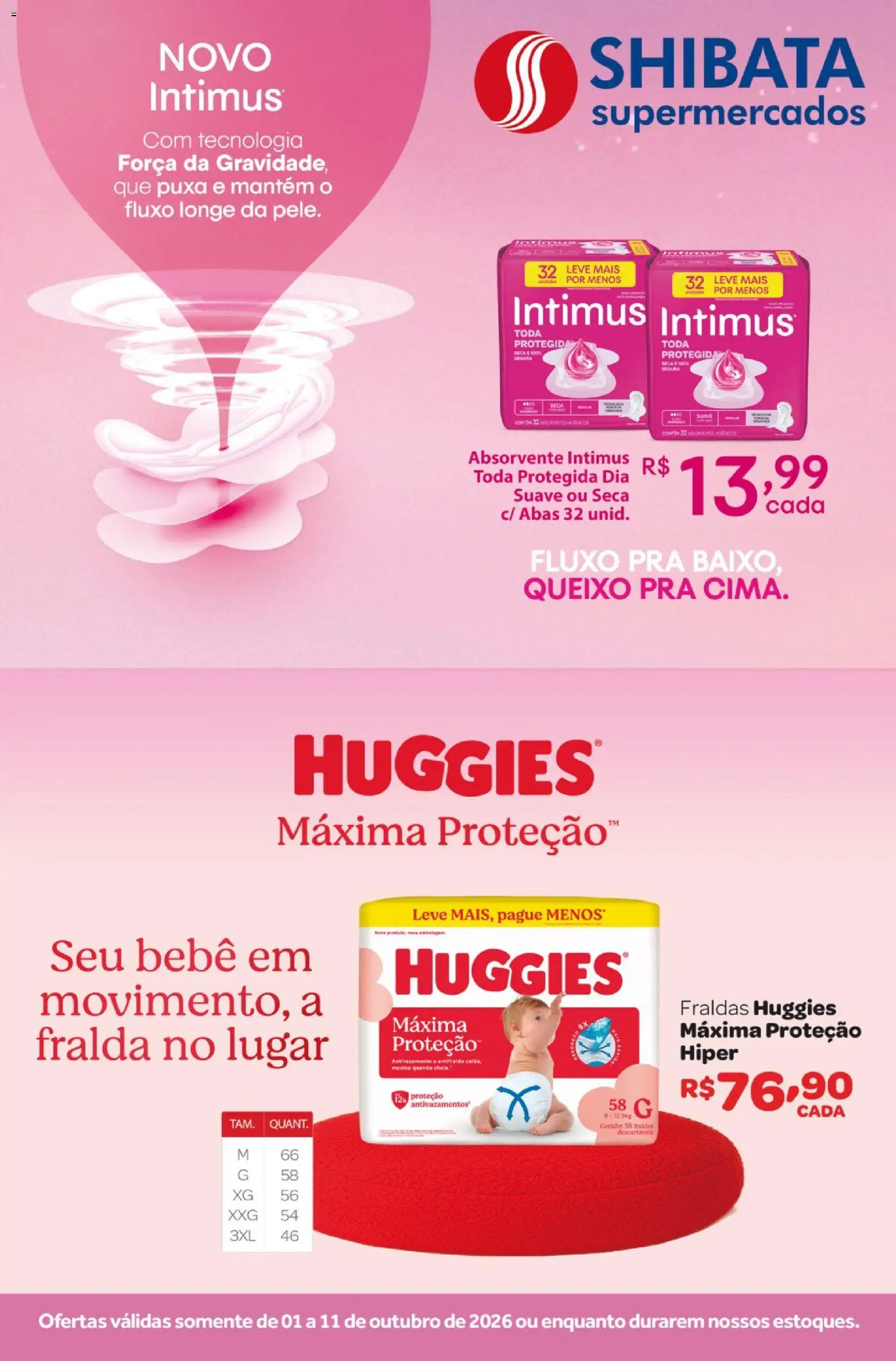 Pré-Visualização do folheto "Shibata ofertas Kimberly" da loja Shibata válido a partir de 01/10/2026 - Fraldas, Absorvente, Baixo