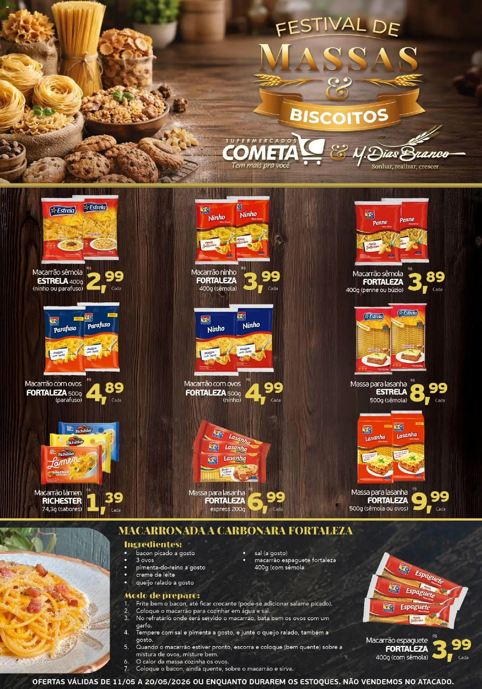 Pré-Visualização do folheto "Cometa Supermercados ofertas Festival de Massas E Biscoitos" da loja Cometa Supermercados válido a partir de 11/05/2026