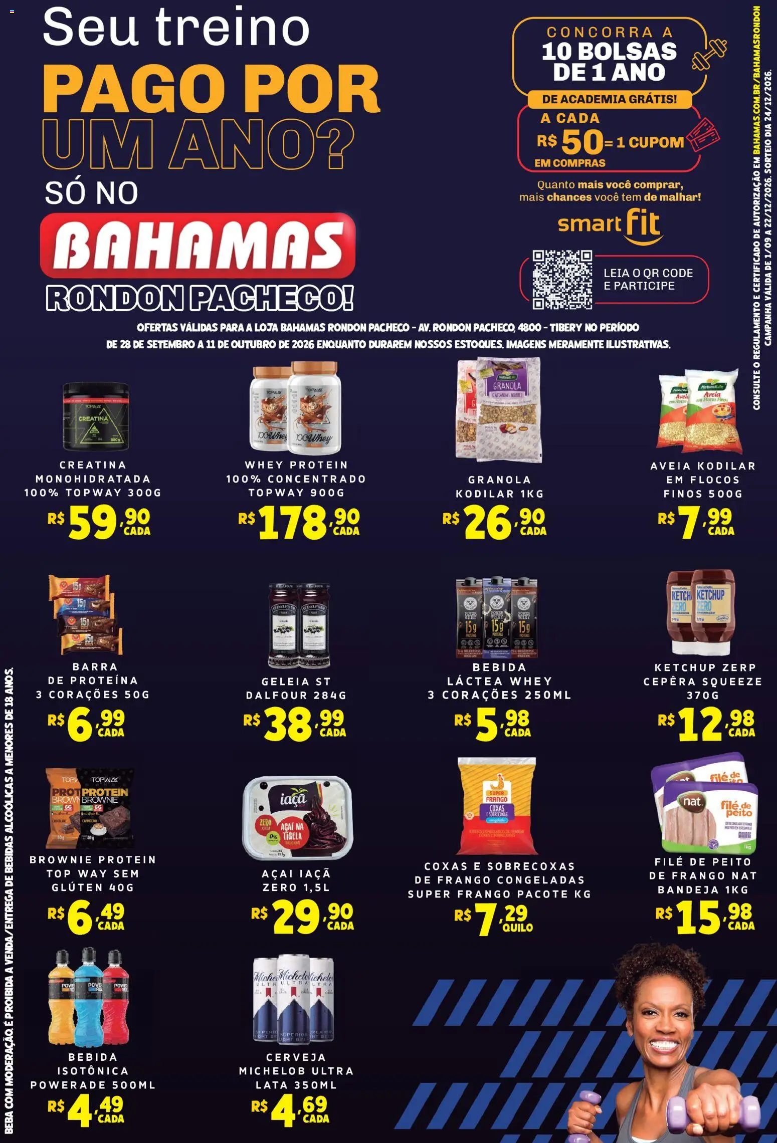 Pré-Visualização do folheto "Bahamas Supermercados ofertas Show" da loja Bahamas Supermercados válido a partir de 28/09/2026 - Whey protein, Açaí, Cerveja, Bebidas, Ketchup, Proteína, Tigela, Kodilar