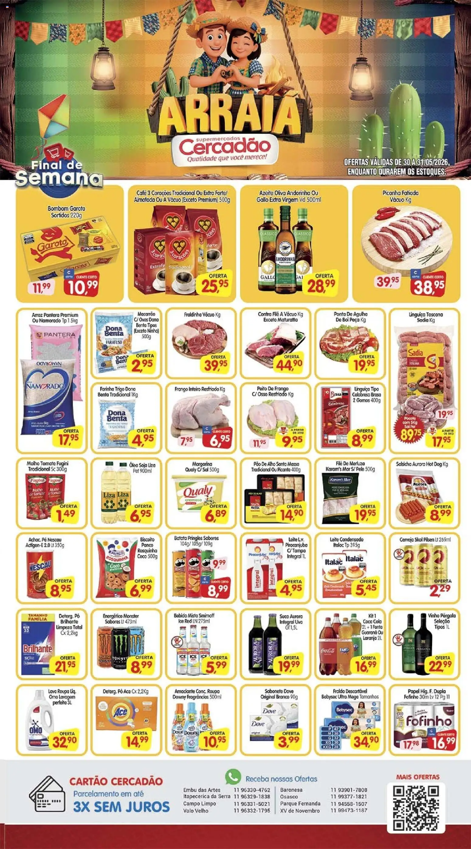 Pré-Visualização do folheto "Cercadão - Ofertas da semana" da loja Cercadão válido a partir de 30/05/2026 - Sal, Uva, Salsicha, Óleo, Batata, Massa, Nescau, Pao de alho