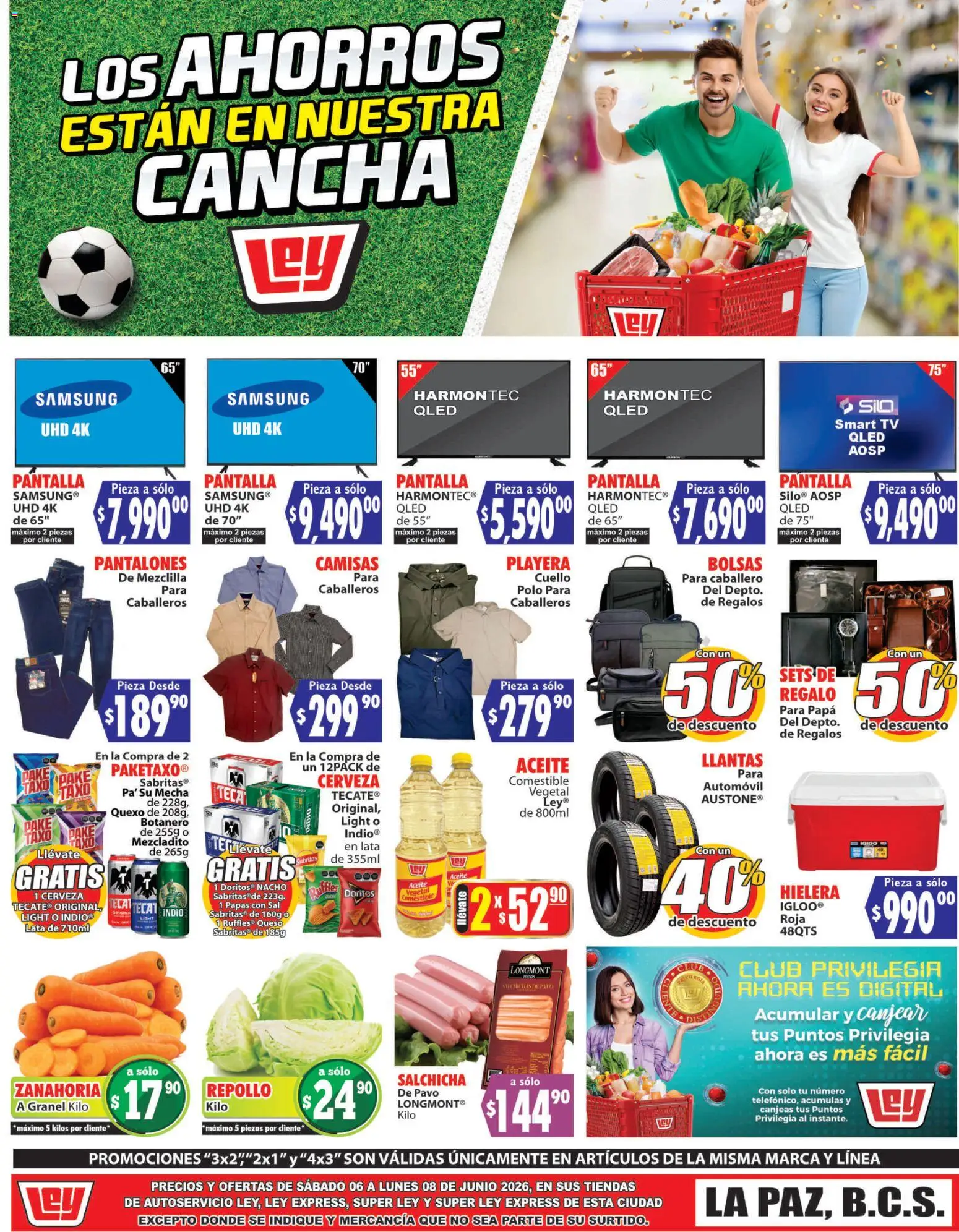 Vista previa las ofertas de la tienda Casa Ley - Casa Ley folleto Autoservicio La Paz, BCS desde el 06/06/2026 - Papas, Cerveza, Queso, Aceite, Pavo, Sal, Salchicha, Repollo