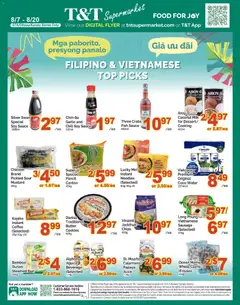 Preview of leaflet T&T Supermarket flyer - Filipino & Vietnamese Top Picks from shop T&T Supermarket is valid from Aug 07, 2026