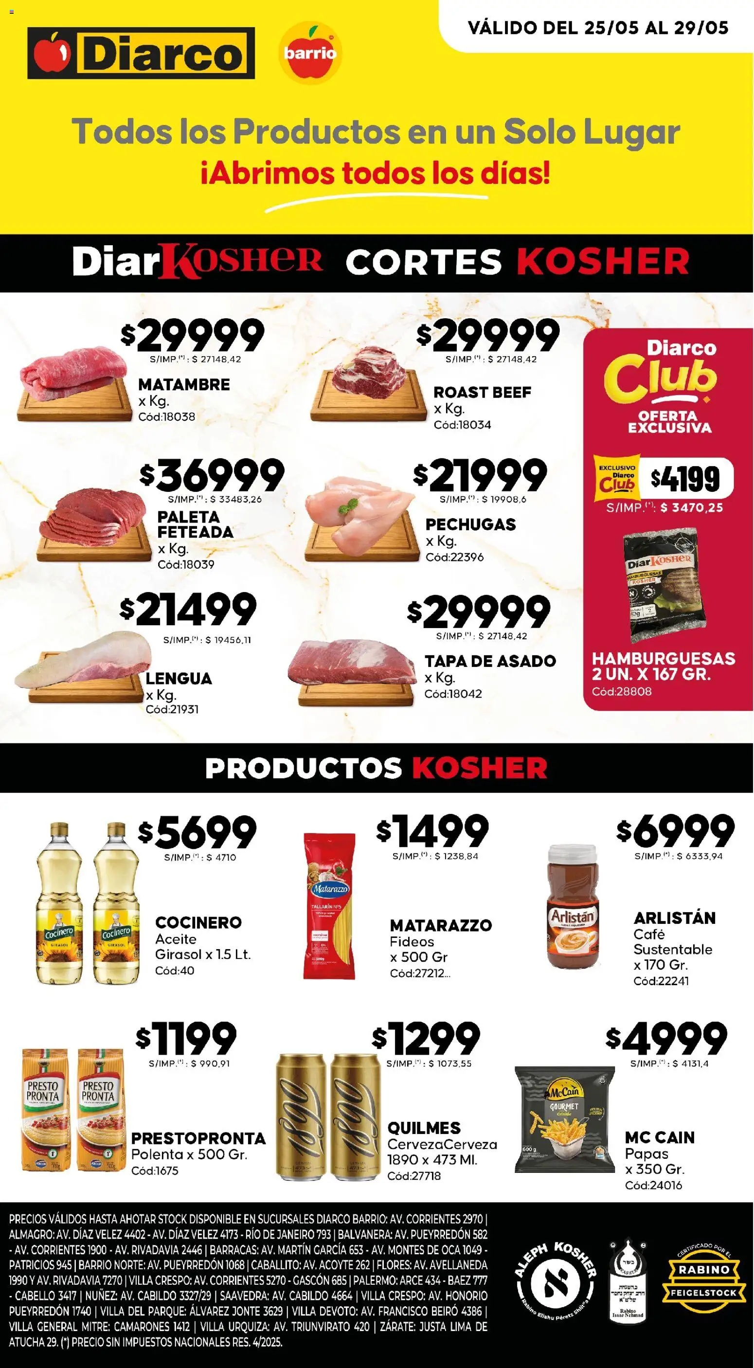 Vista previa del folleto de la tienda Diarco válido desde el 25/05/2026 - Café, Flores, Papas, Lima, Aceite, Polenta, Fideos, Paleta