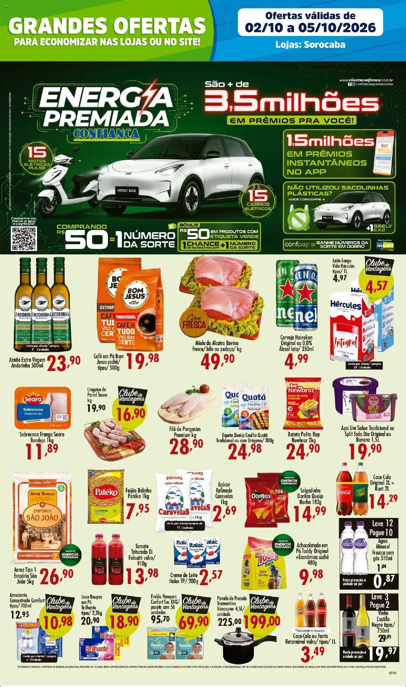 Pré-Visualização do folheto "Confiança - Ofertas da semana" da loja Confiança válido a partir de 02/10/2026 - Heineken, Cerveja, Leite, Frango, Azeite, Açúcar, Pampers, Fanta