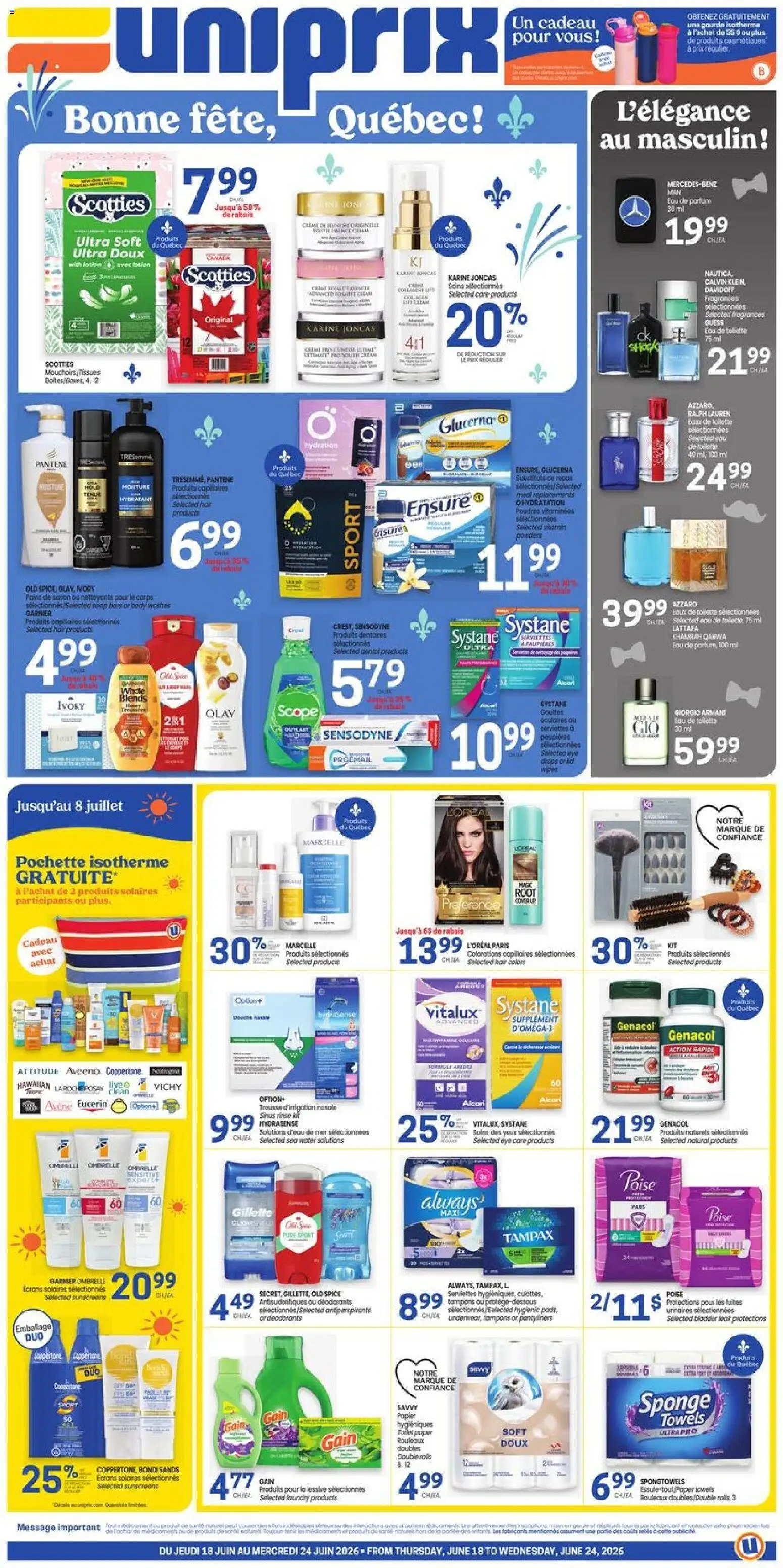 Preview of leaflet Uniprix weekly flyer / circulaire from shop Uniprix is valid from Jun 18, 2026