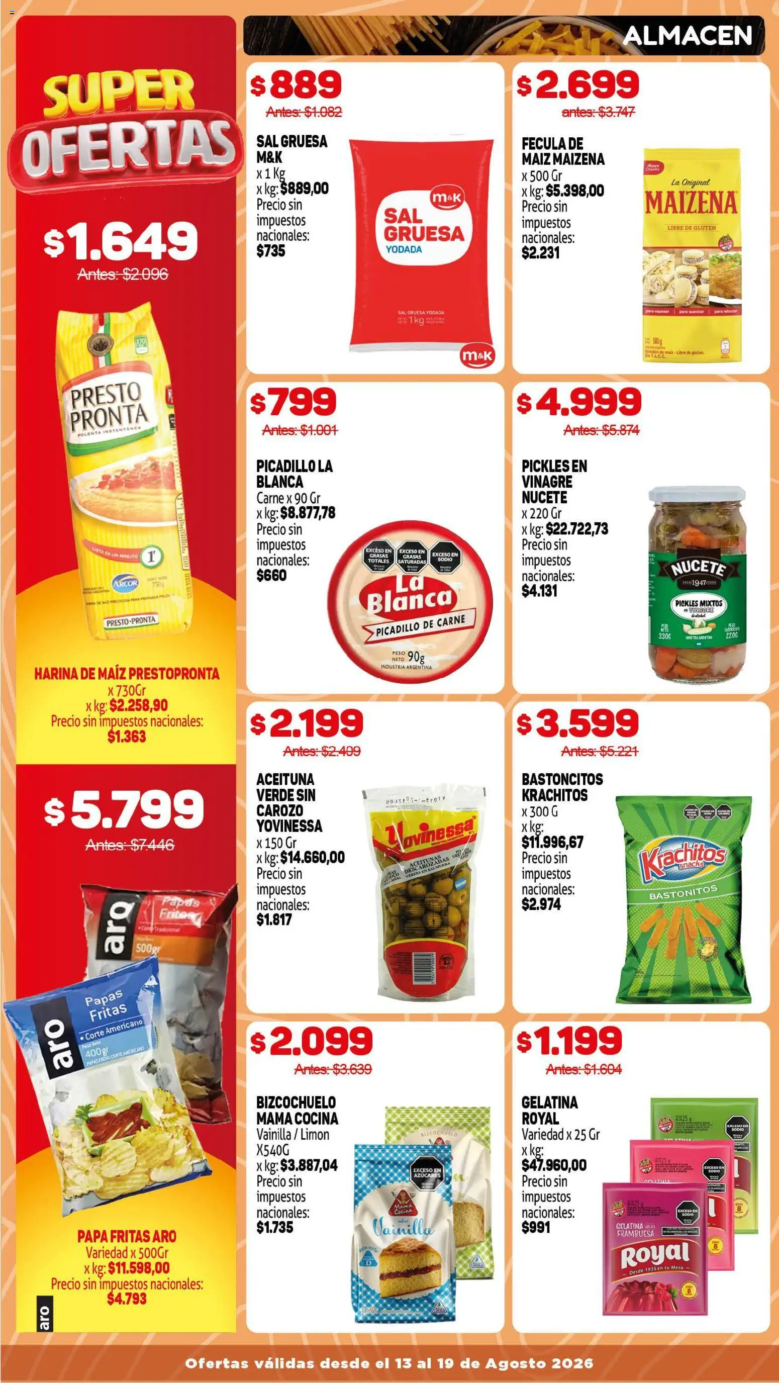 Vista previa del folleto de la tienda Makro válido desde el 13/08/2026 - Papa, Papas, Peso, Carne, Vainilla, Vinagre, Sal, Picadillo