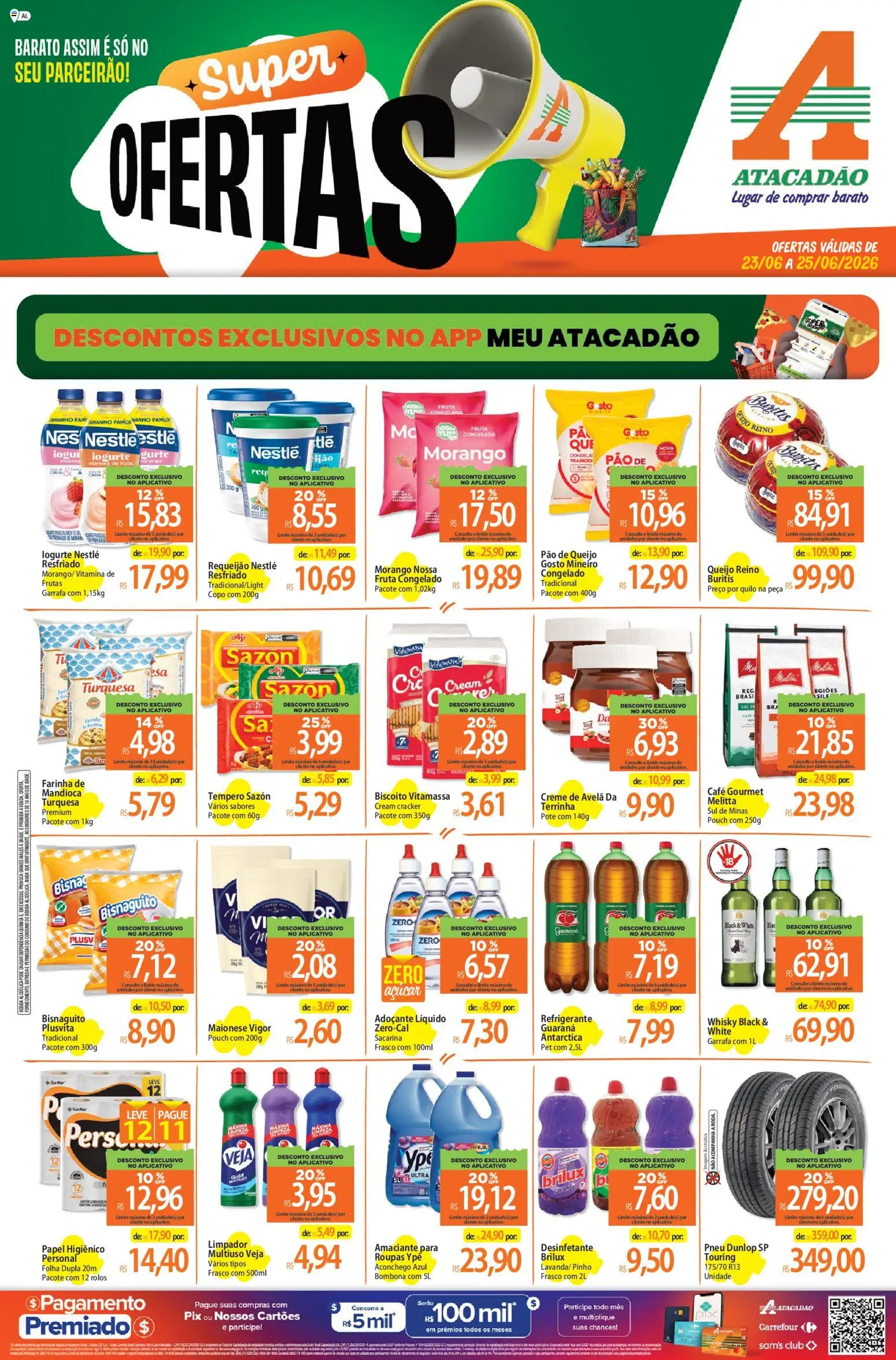 Pré-Visualização do folheto "Atacadão ofertas - AL" da loja Atacadão válido a partir de 23/06/2026 - Café, Whisky, Pão de queijo, Queijo, Maionese, Creme, Amaciante, Creme de avelã