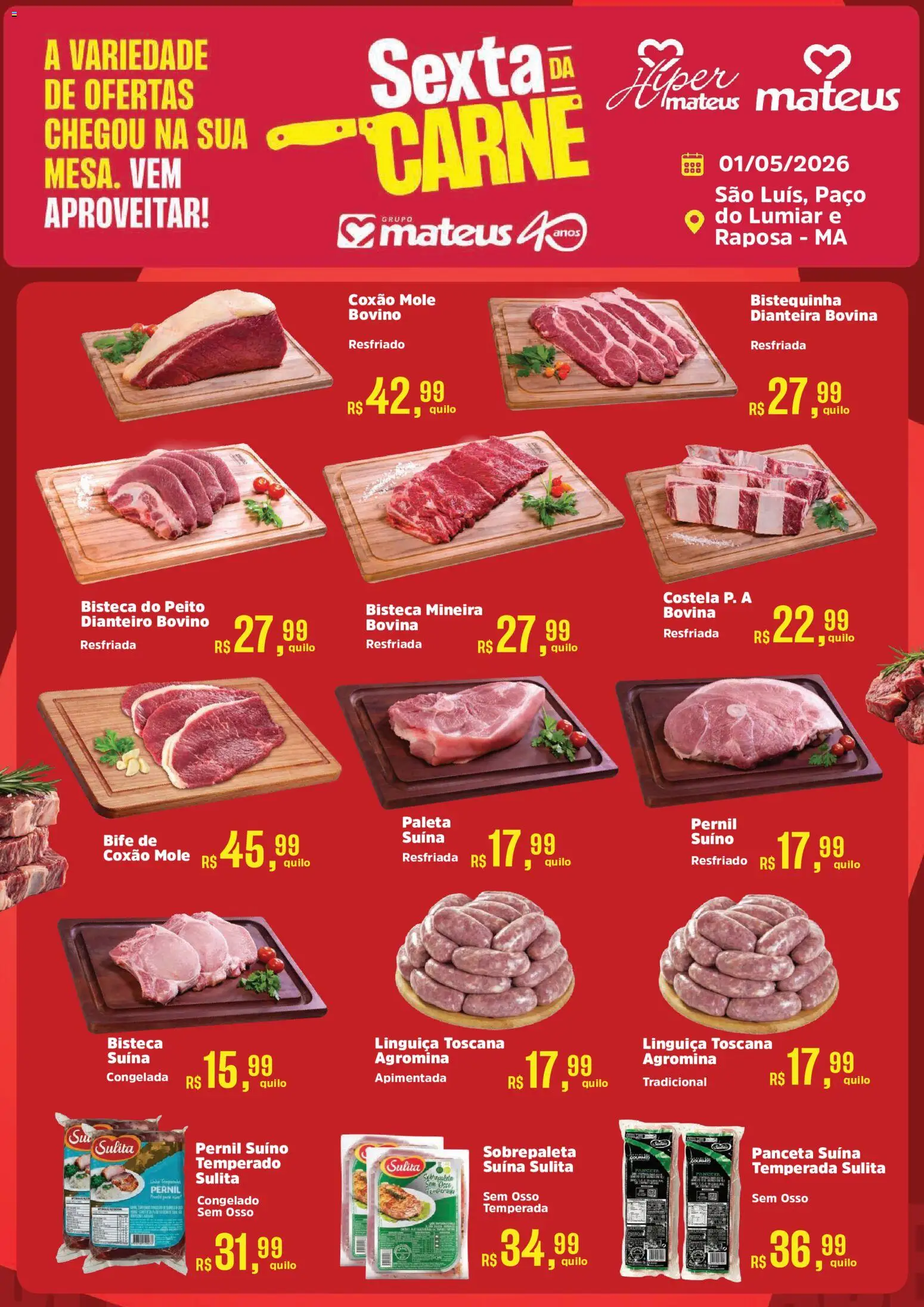 Pré-Visualização do folheto "Mateus ofertas Sexta da Carne" da loja Mateus válido a partir de 01/05/2026