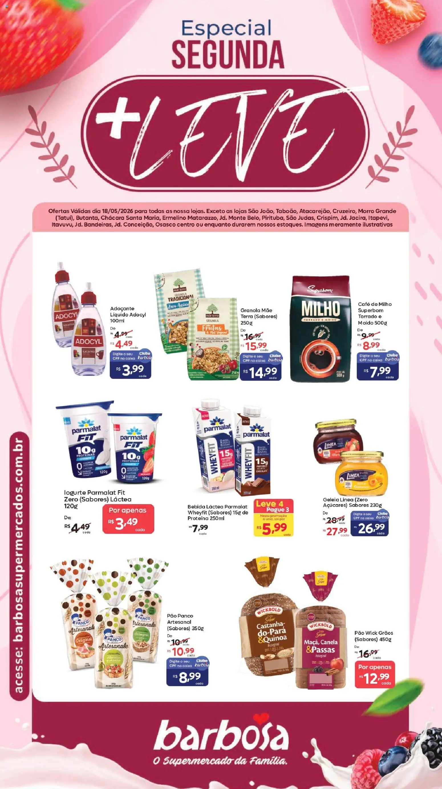 Pré-Visualização do folheto "Barbosa Supermercados ofertas Segunda + Leve" da loja Barbosa Supermercados válido a partir de 18/05/2026