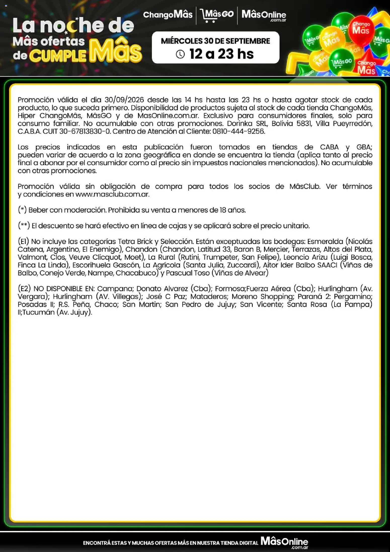 Vista previa del folleto de la tienda Changomas válido desde el 30/09/2026 