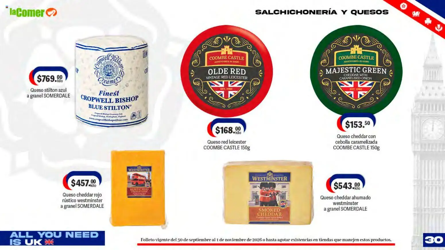 Vista previa las ofertas de la tienda La Comer - La Comer folleto desde el 30/09/2026 - Queso, Cebolla, Queso Cheddar
