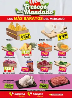 Vista previa las ofertas de la tienda Soriana - Soriana Frescos del Mandado Mercado: Ags, Nay, Jal, Qro, Col, Mich, Gto, Hgo, Tlax, Mor, Pue, Gro, Oax, Edo. de Mex, CDMX, Zac y desde el 02/06/2026 