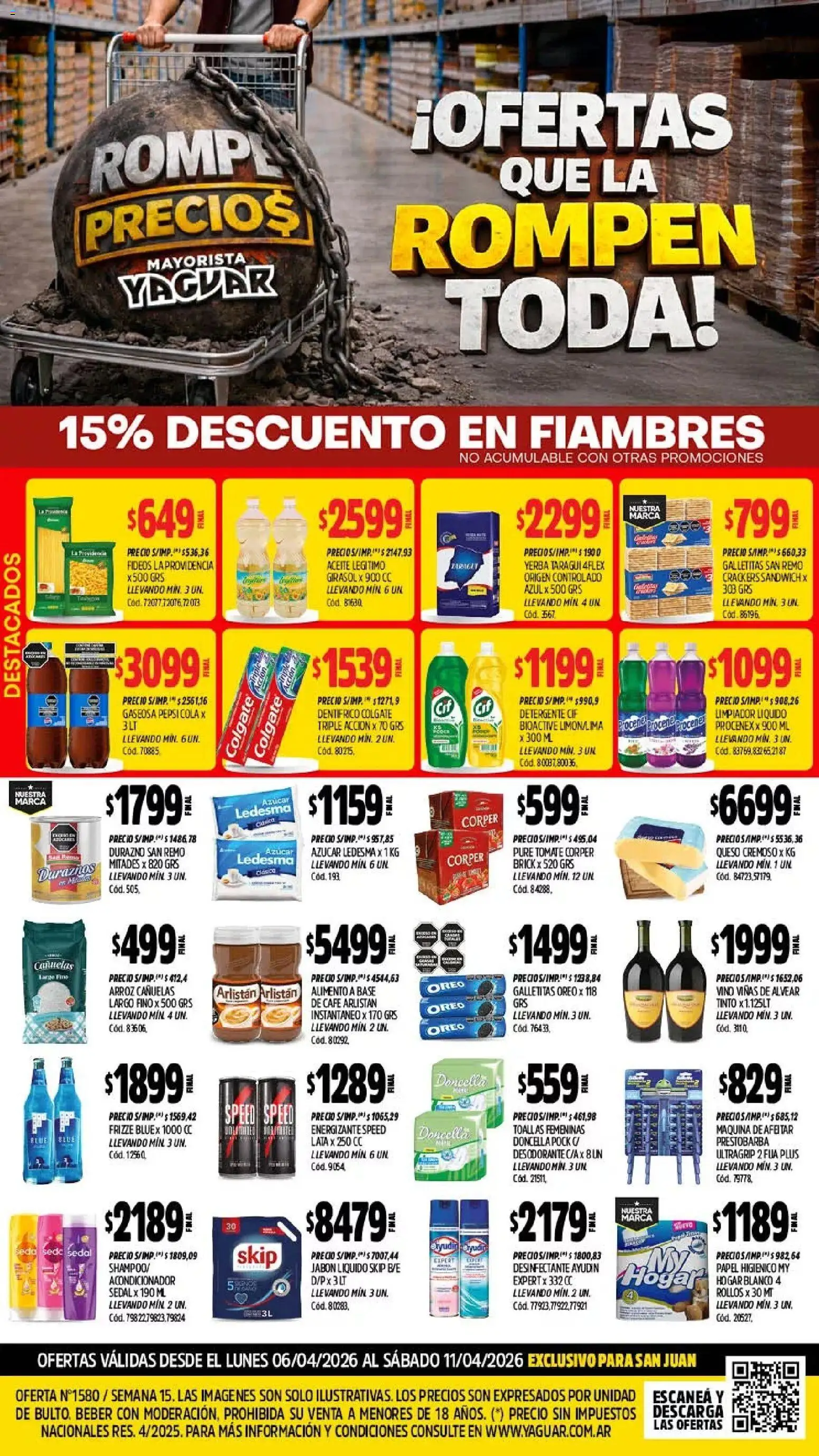 Vista previa del folleto de la tienda Yaguar válido desde el 06/04/2026 - Arroz, Pepsi, Azucar, Aceite, Jabón, Jabón líquido, Puré, Desinfectante