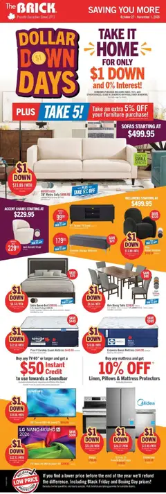 Preview of leaflet The Brick weekly flyer / circulaire from shop The Brick is valid from Oct 27, 2026