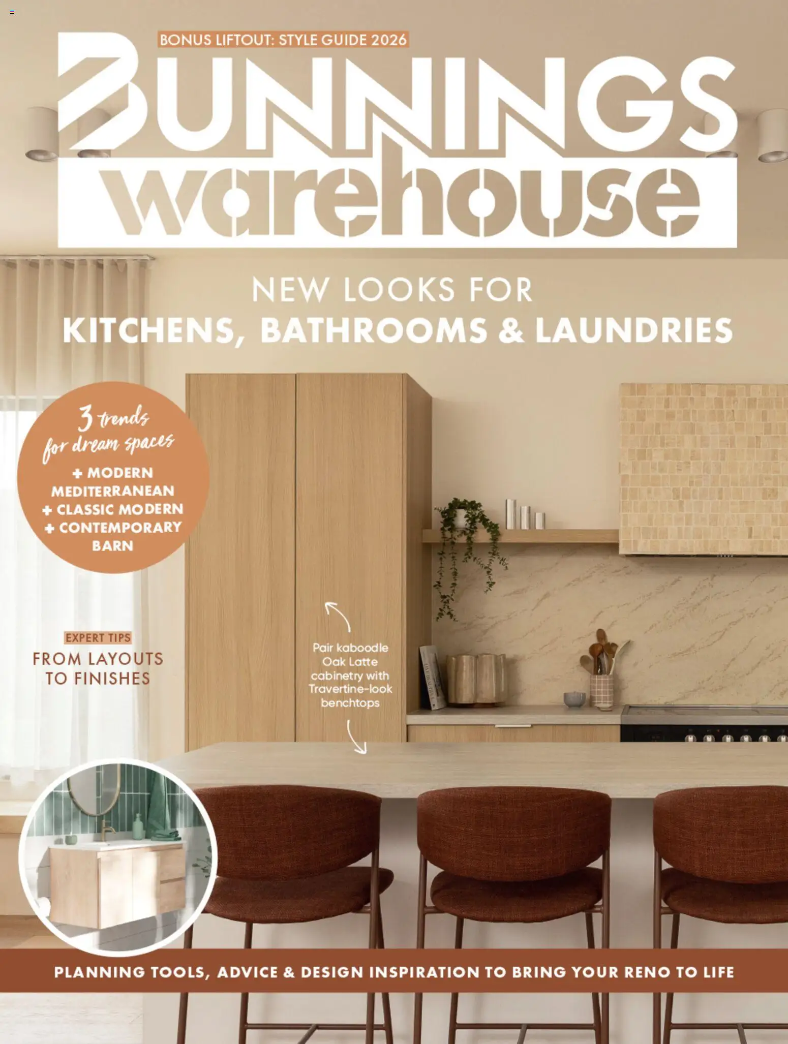 Preview of catalogue Bunnings Warehouse Kitchen, Bathroom & Laundry 2026 Style Guide from shop Bunnings Warehouse valid 01/10/2026