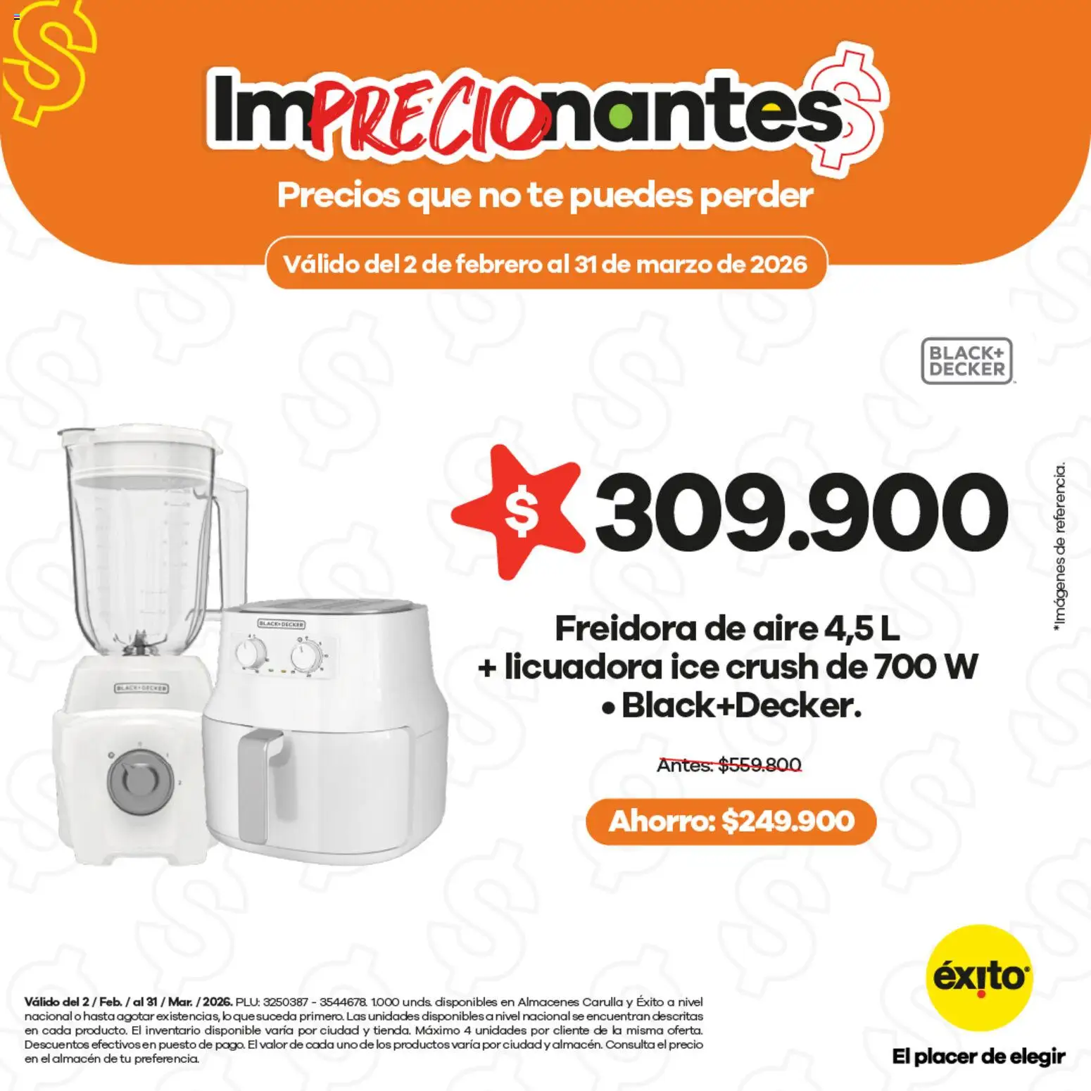  Vista previa del prospecto Éxito catálogo del almacen Éxito válida del 02/02/2026 al 31/03/2026 - Té, Freidora de aire, Licuadora, Freidora