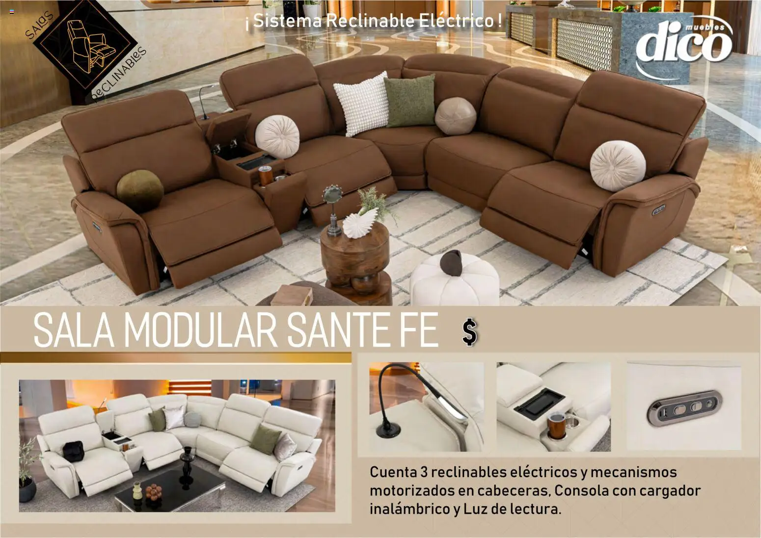 Vista previa las ofertas de la tienda Muebles Dico - Muebles Dico catálogo Salas reclinables desde el 27/03/2026 - Sala, Cargador, Sala modular, Modular