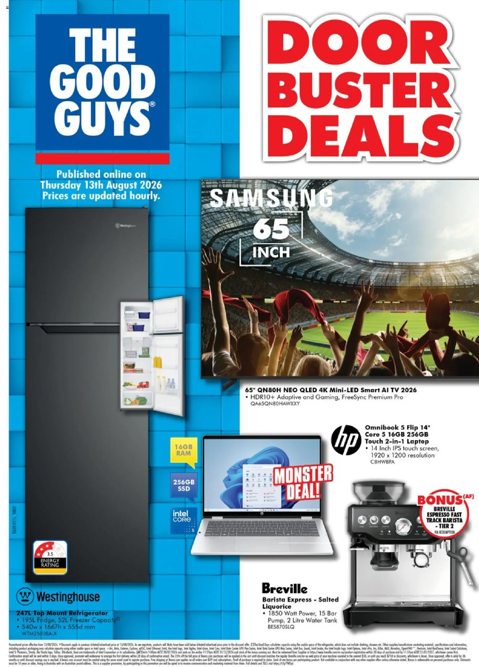 Preview of catalogue The Good Guys DBD from shop The Good Guys valid 13/08/2026 - Door, Water, Tv, Laptop, Freezer, Refrigerator