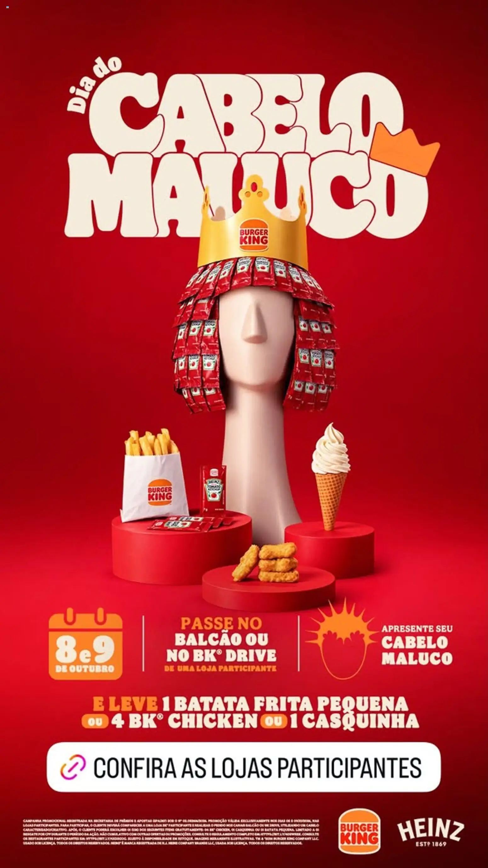 Pré-Visualização do folheto "Burger King ofertas Dia do Cabelo Maluco" da loja Burger King válido a partir de 08/10/2026
