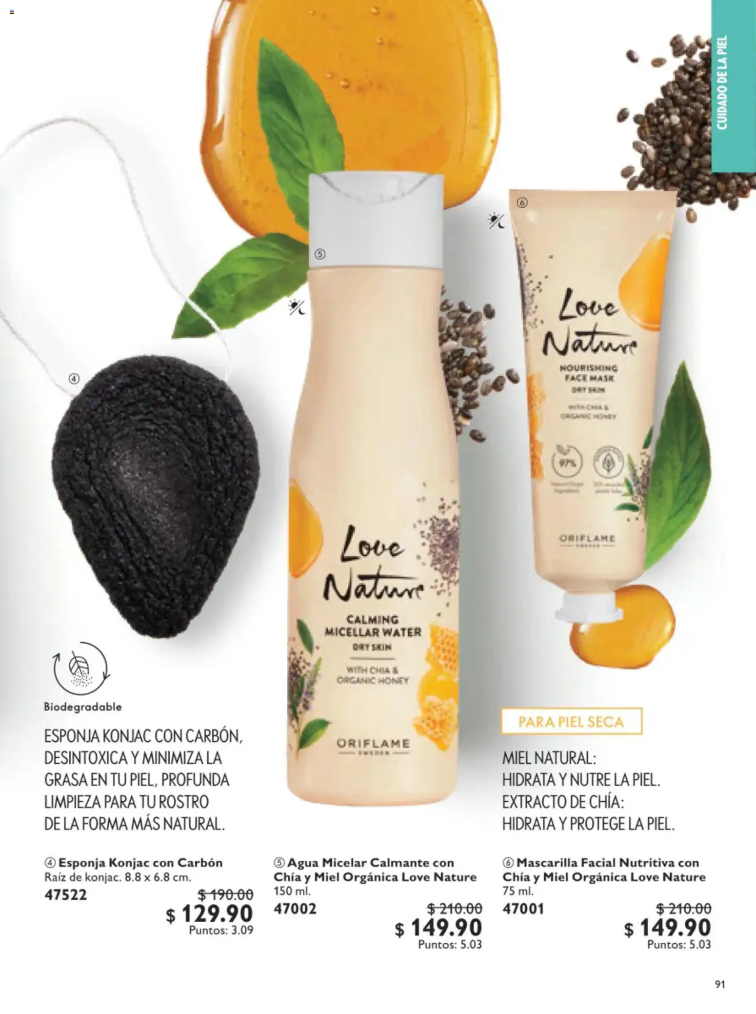 Vista previa las ofertas de la tienda Oriflame - Oriflame campaña 9 2026 desde el 20/06/2026 - Agua, Esponja, Agua micelar, Miel, Mascarilla