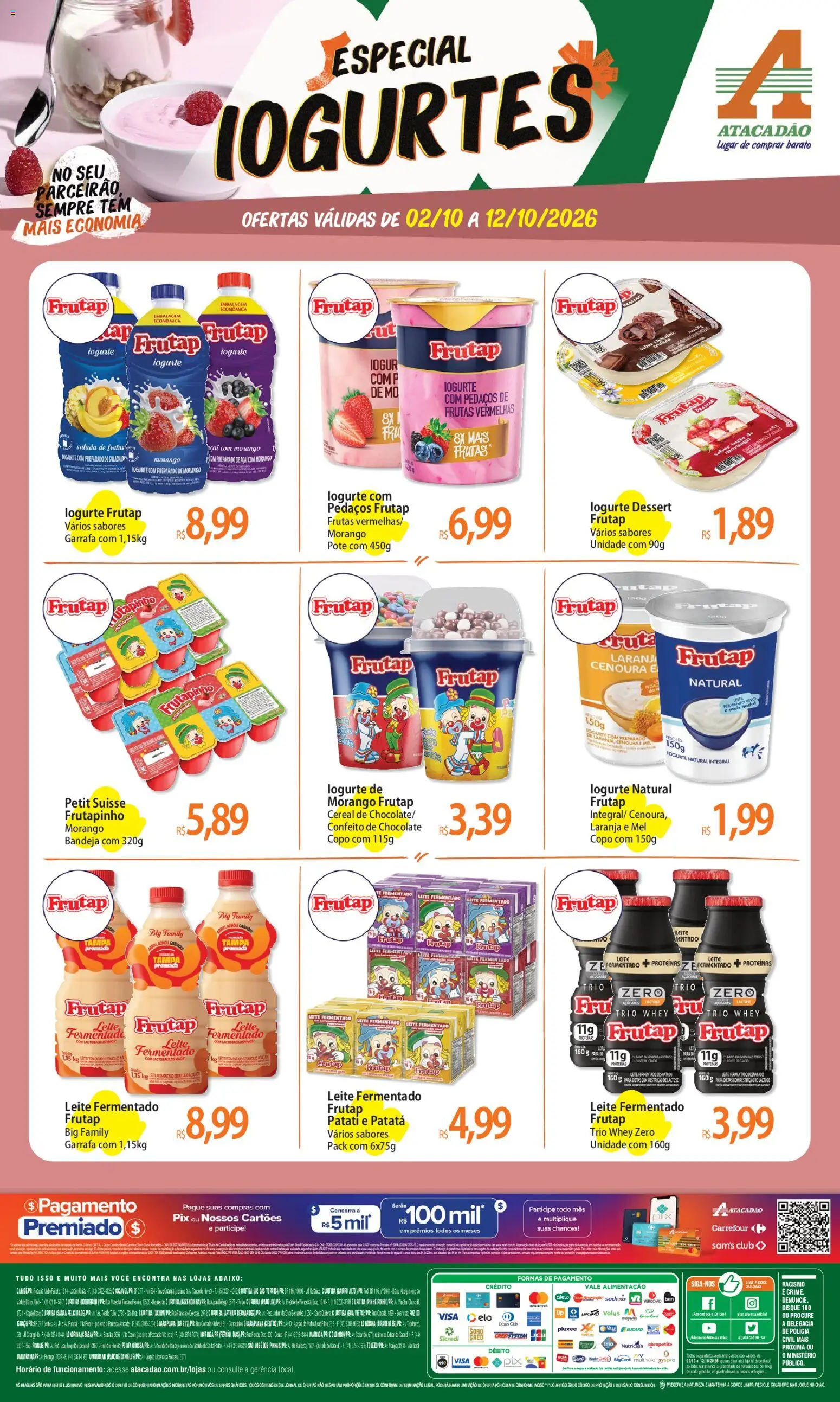 Pré-Visualização do folheto "Atacadão ofertas - PR" da loja Atacadão válido a partir de 02/10/2026 - Açaí, Chocolate, Frutas, Iogurte, Mel, Salada, Bandeja, Leite fermentado