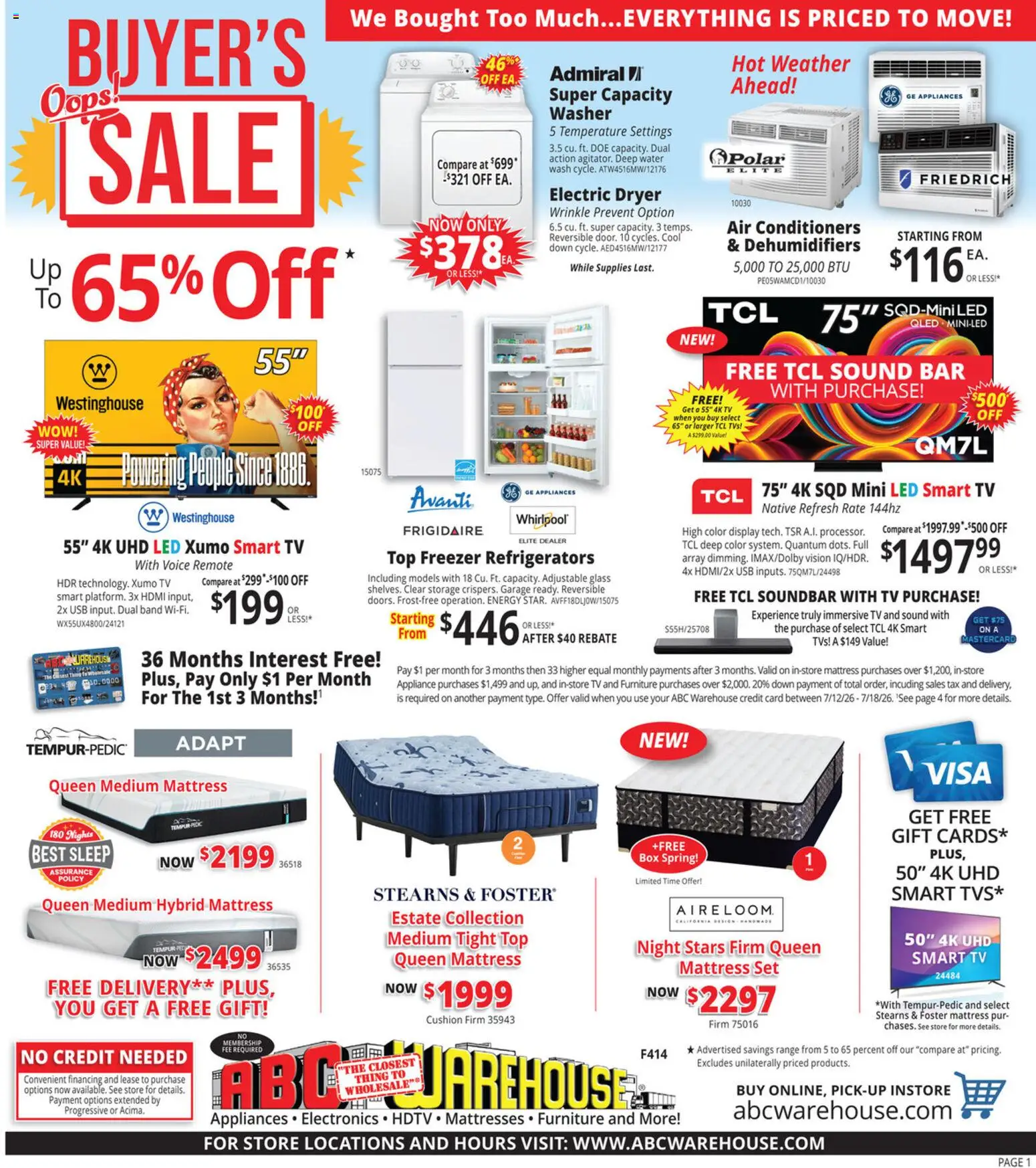 Ad Preview of ABC Warehouse ABC Warehouse Weekly Ad from 07/12/2026