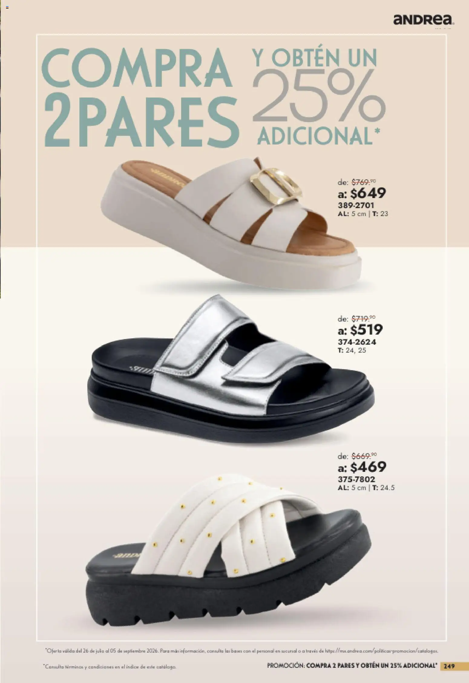 Vista previa las ofertas de la tienda Andrea - Andrea catálogo Outlet desde el 26/07/2026 