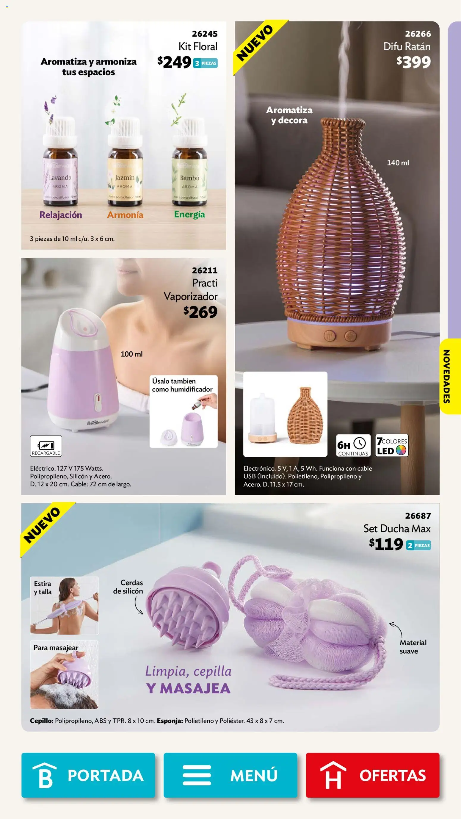 Vista previa las ofertas de la tienda Betterware - Betterware campaña 10 2026 desde el 28/09/2026 - Humidificador, Usb, Esponja, Cable, Cepillo